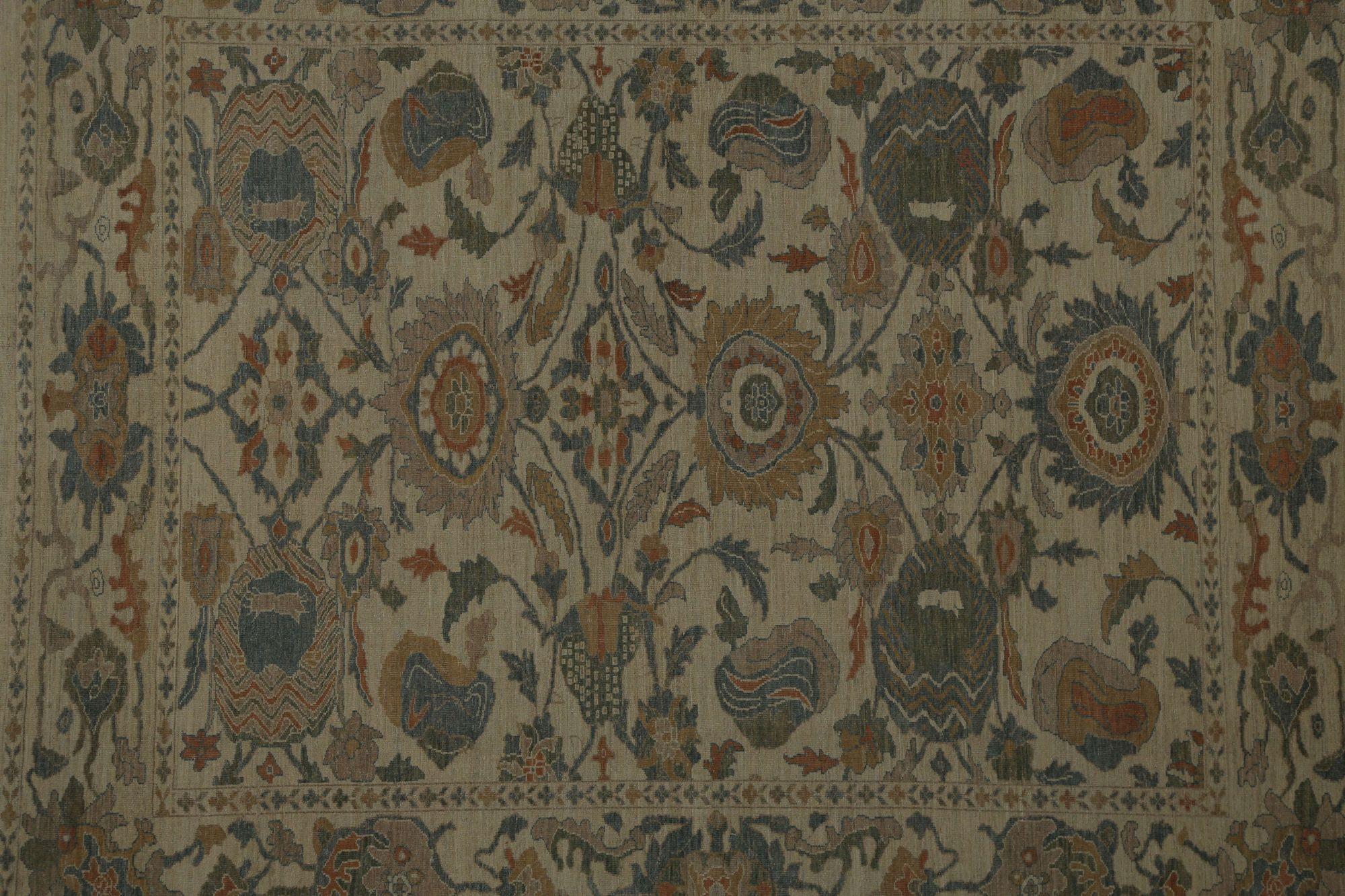 Afghanistan Sultanabad Area Rugs - Wool Ivory Design - 96173 In Excellent Condition For Sale In Dallas, TX