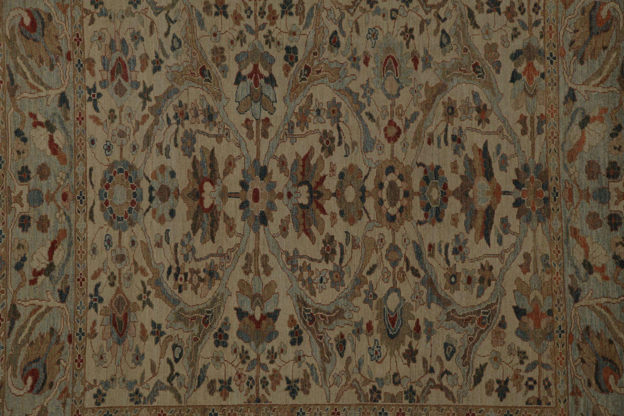 Noué à la main Tapis d'Afghanistan Sultanabad - Design en laine ivoire - 96178 en vente
