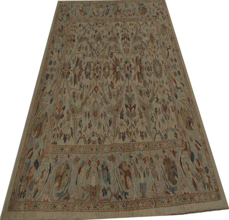 20ième siècle Tapis d'Afghanistan Sultanabad - Design en laine ivoire - 96178 en vente