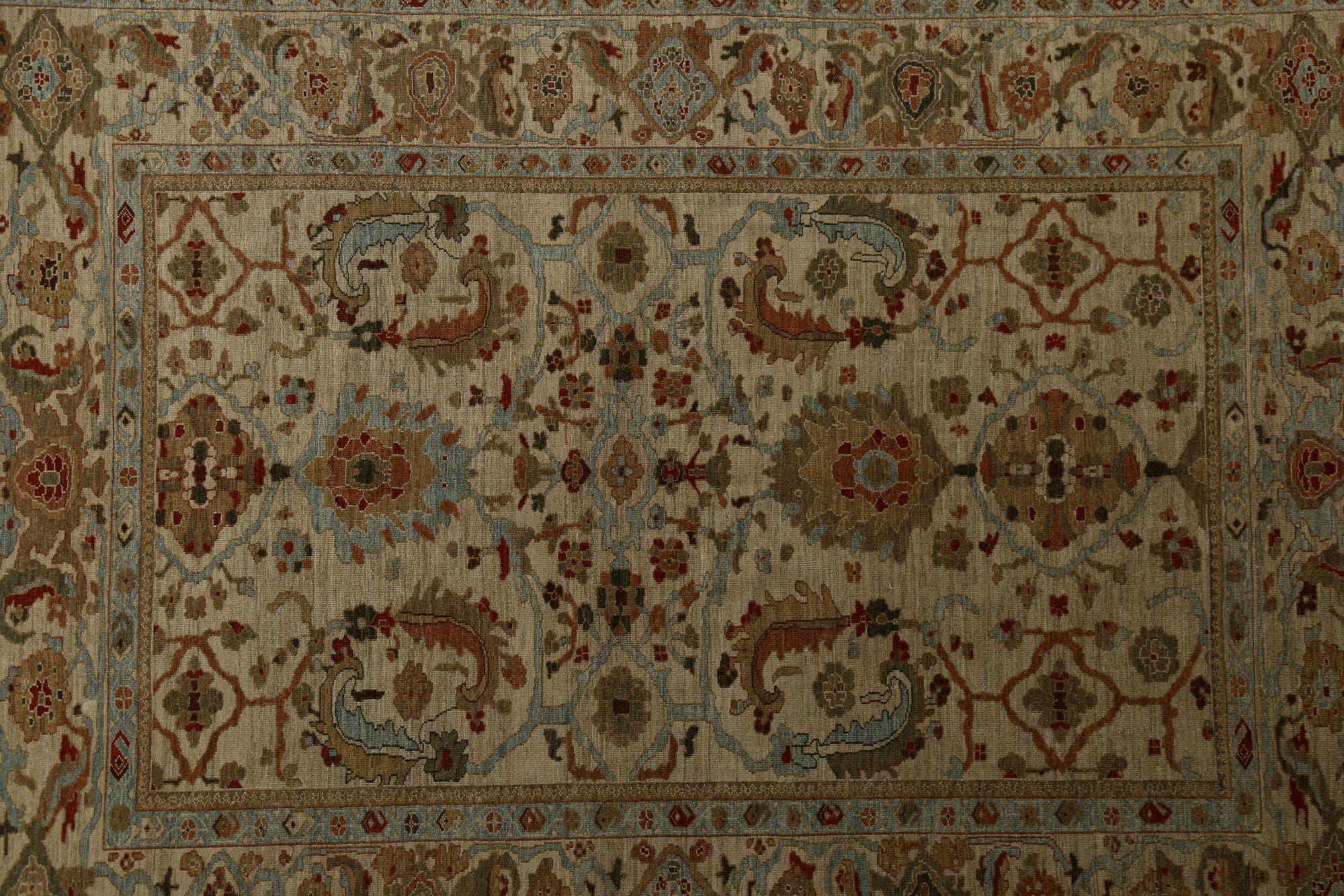 Tribal Afghanistan Sultanabad Area Rugs - Wool Ivory Design - 96186 For Sale
