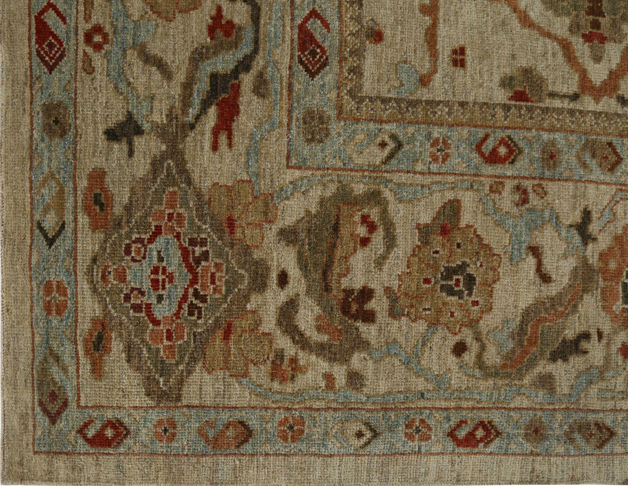Afghanistan Sultanabad Area Rugs - Wool Ivory Design - 96186 In Excellent Condition For Sale In Dallas, TX