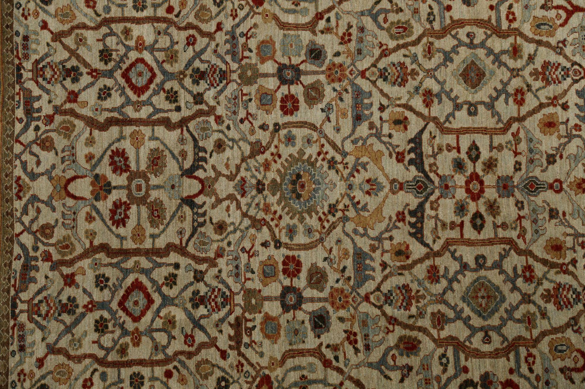 Afghanistan Sultanabad Area Rugs - Wolle Elfenbein Design - 96210 im Zustand „Hervorragend“ im Angebot in Dallas, TX