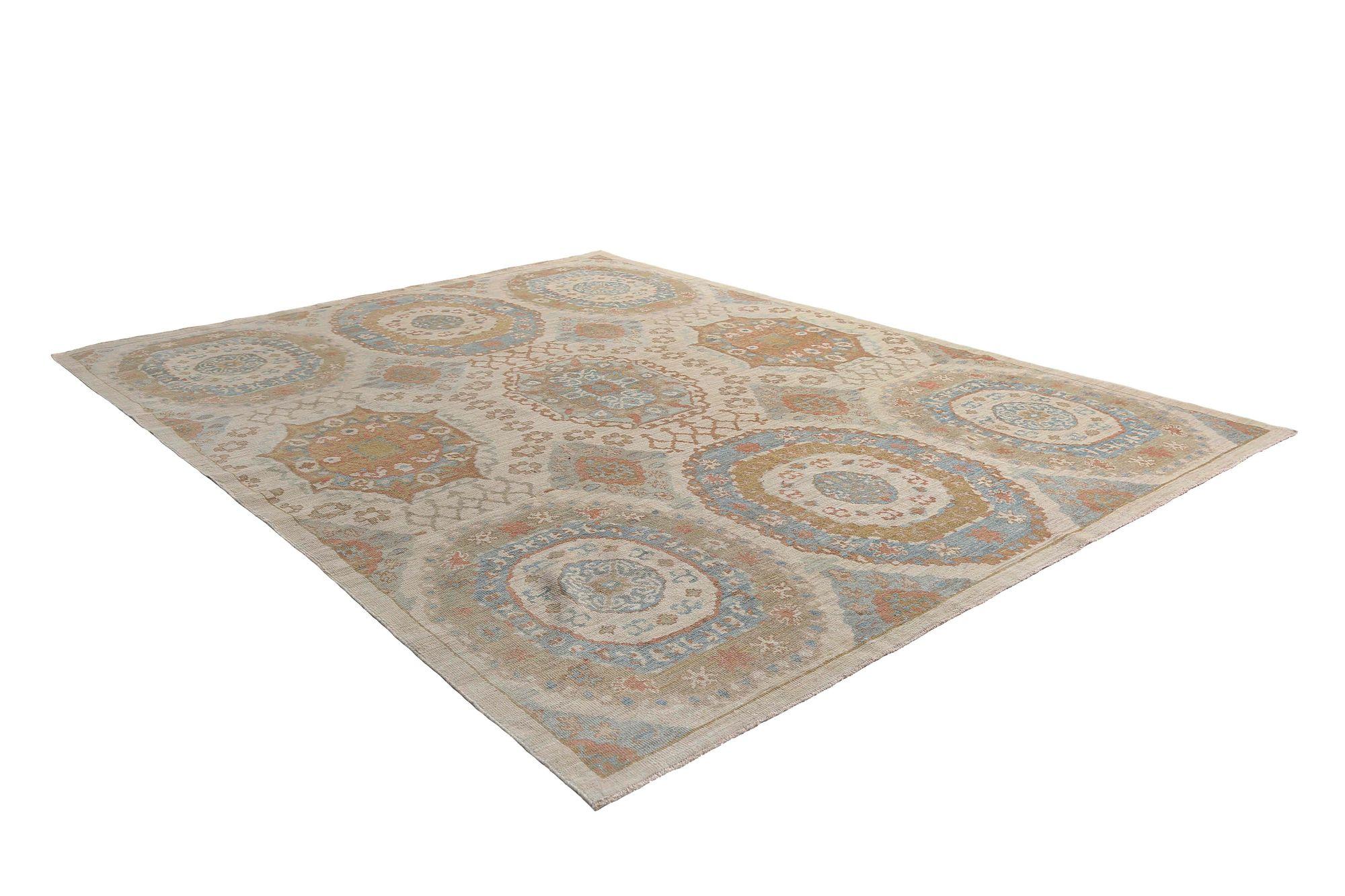 Afghanistan Sultanabad Area Rugs - Wolle Elfenbein Design - 97009 (Stammeskunst) im Angebot