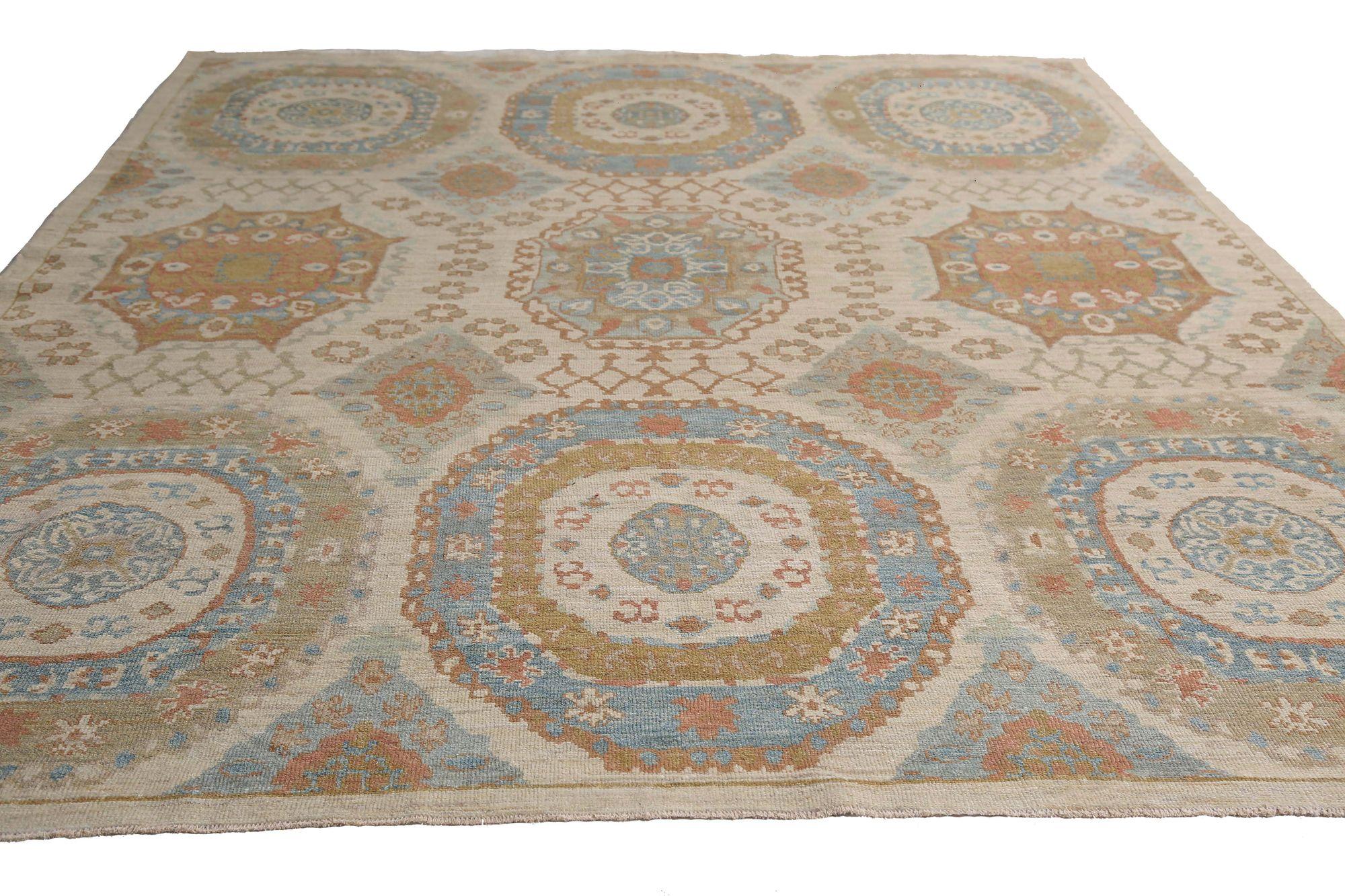 Afghanistan Sultanabad Area Rugs - Wolle Elfenbein Design - 97009 (Afghanisch) im Angebot