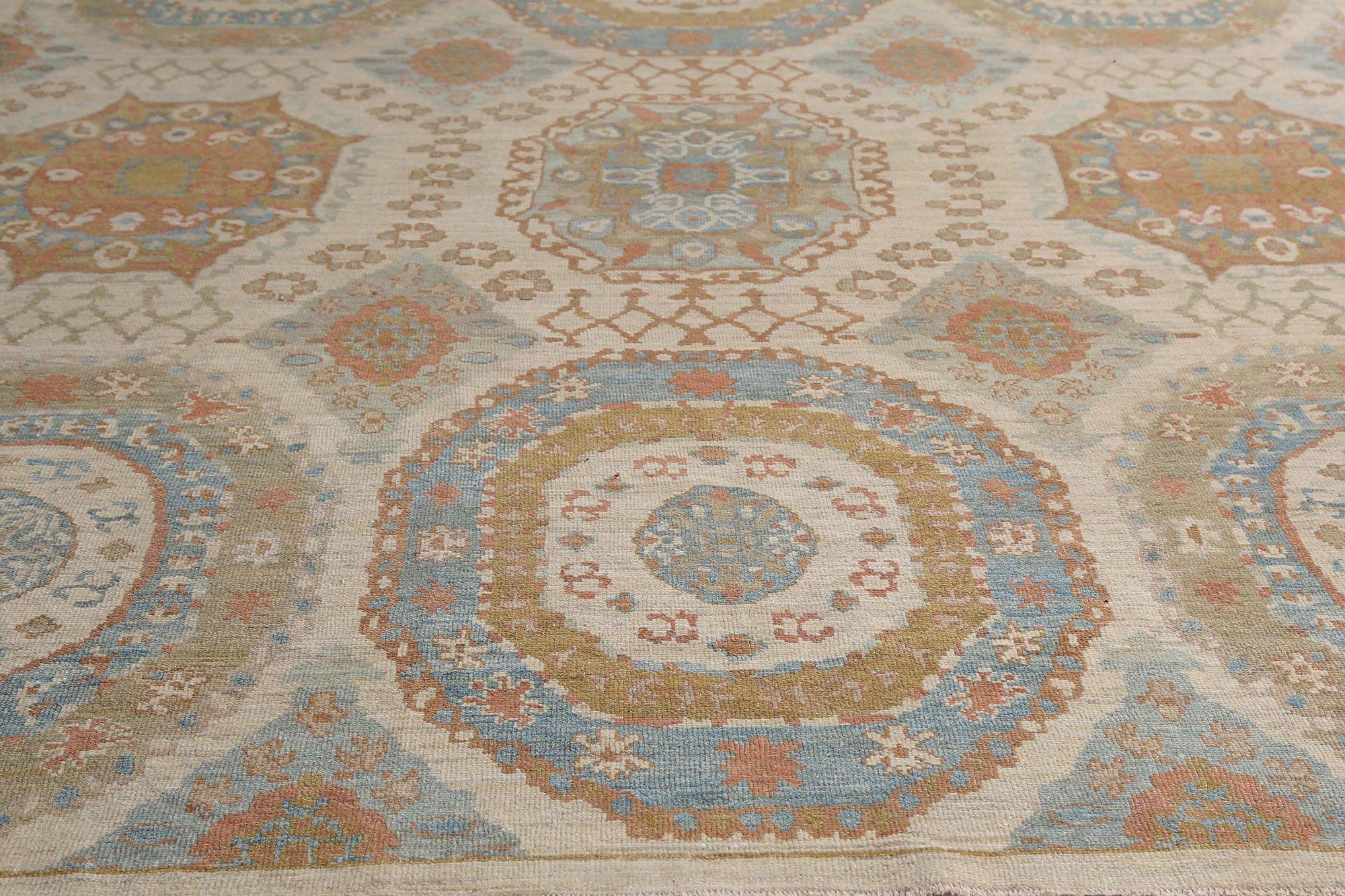 Afghanistan Sultanabad Area Rugs - Wolle Elfenbein Design - 97009 im Zustand „Hervorragend“ im Angebot in Dallas, TX