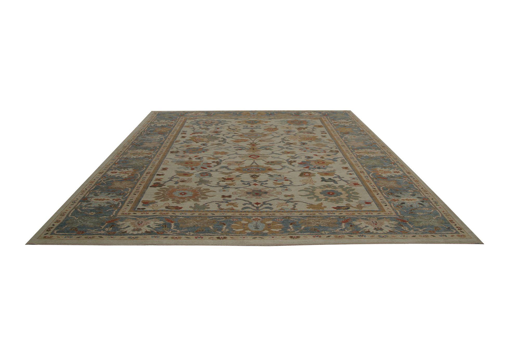 Afghanistan Sultanabad Area Rugs - Wolle Elfenbein Design - 97019 im Zustand „Hervorragend“ im Angebot in Dallas, TX