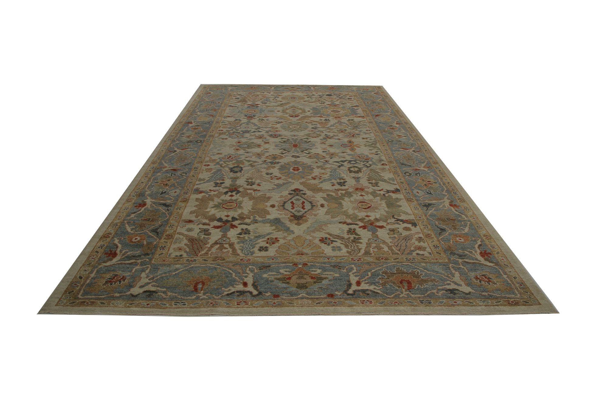 Afghanistan Sultanabad Area Rugs - Wolle Elfenbein Design - 97302 (Afghanisch) im Angebot