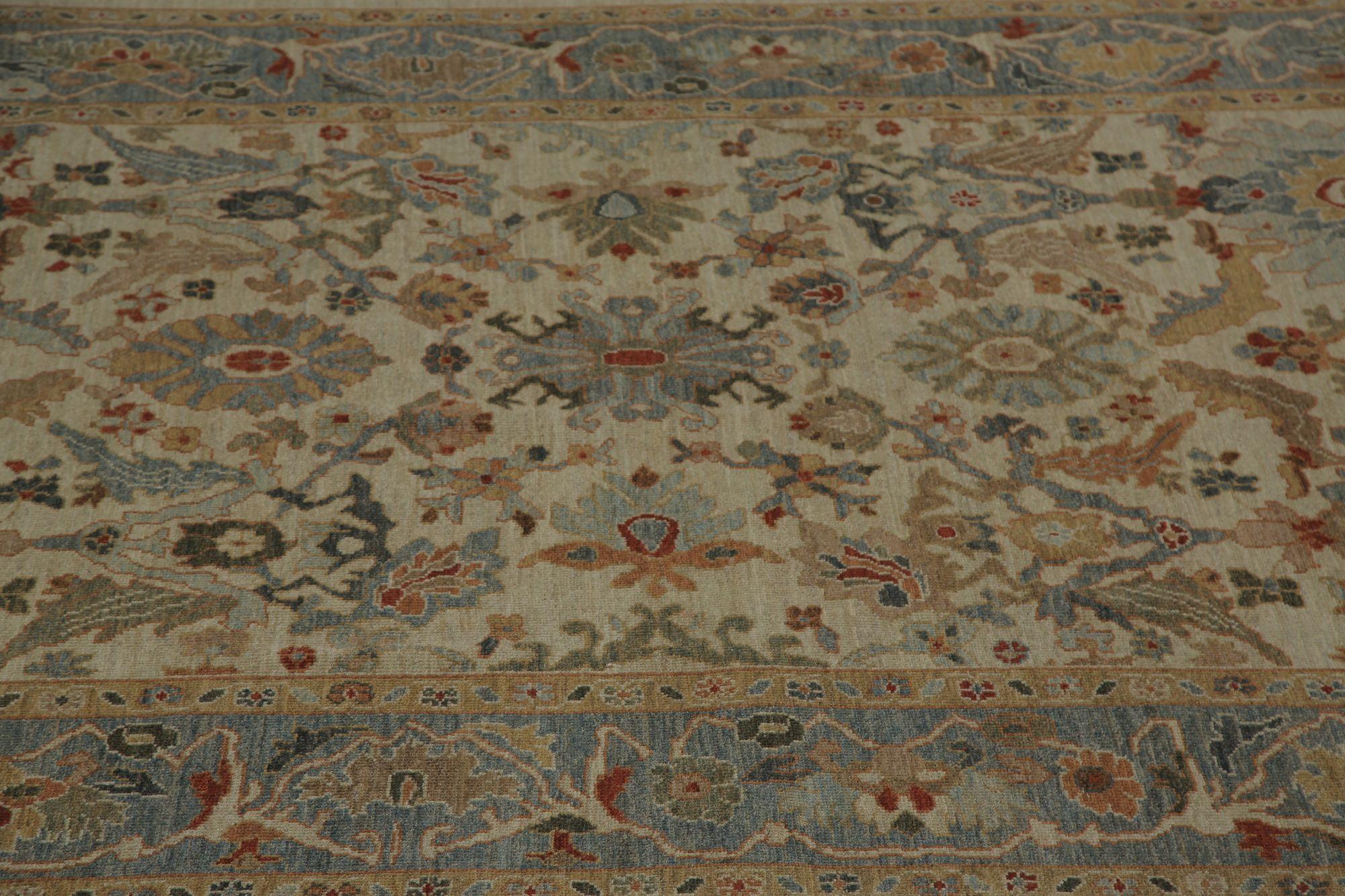 Afghanistan Sultanabad Area Rugs - Wolle Elfenbein Design - 97302 im Zustand „Hervorragend“ im Angebot in Dallas, TX
