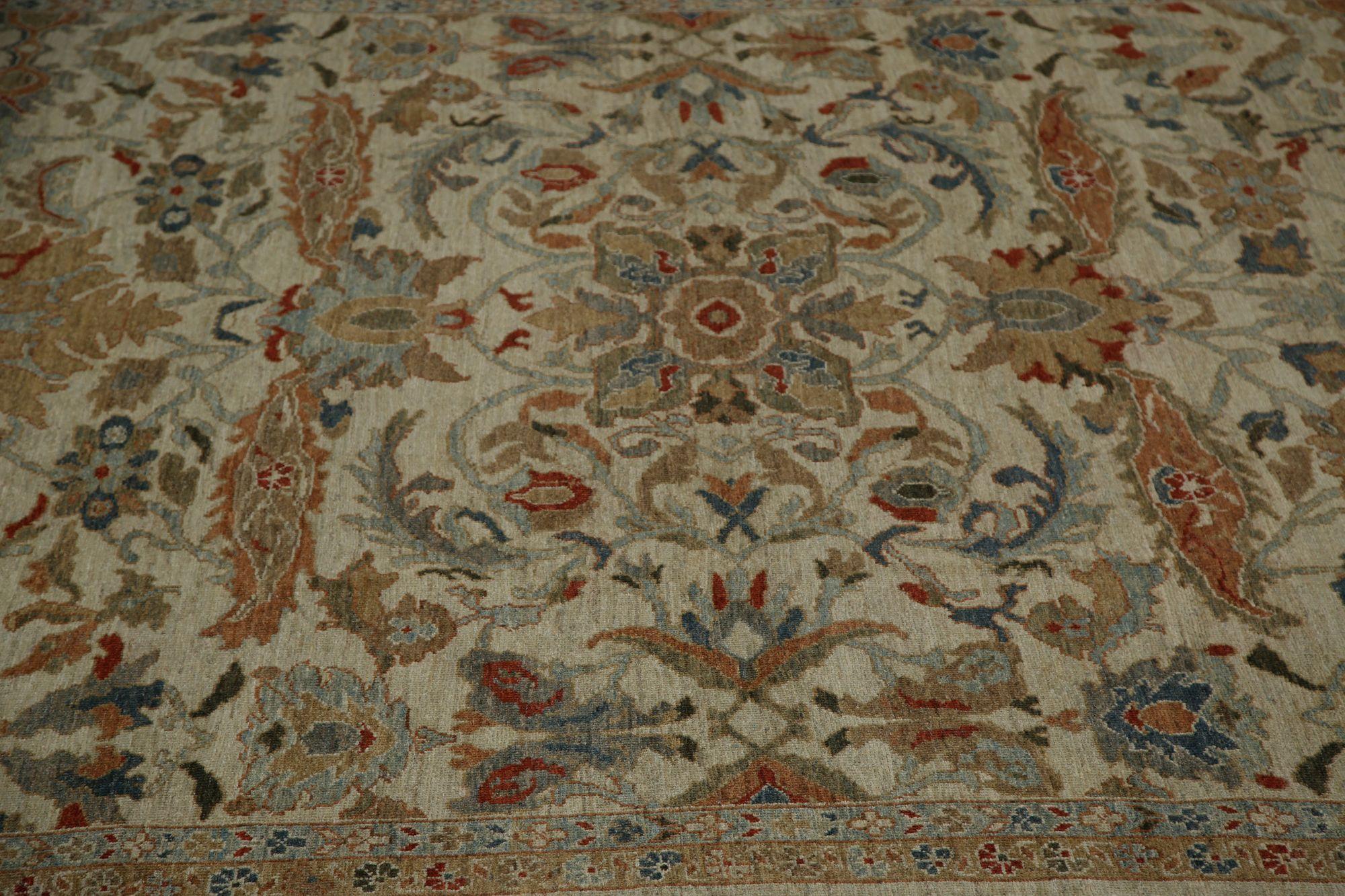Afghanistan Sultanabad Area Rugs - Wolle Elfenbein Design - 97311 im Zustand „Hervorragend“ im Angebot in Dallas, TX