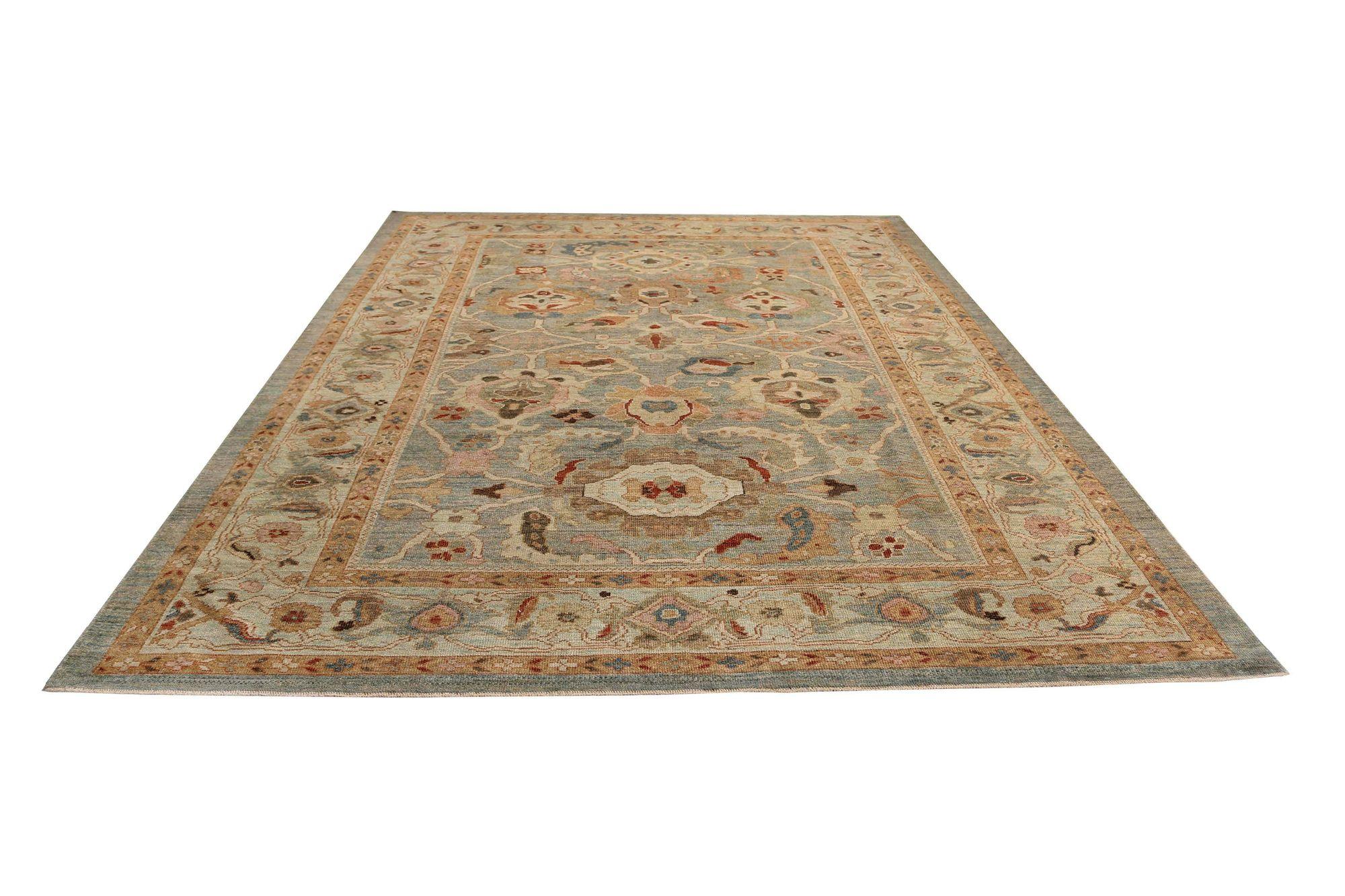 Sultanabad-Teppiche aus Wolle in Elfenbein und Hellblau aus Afghanistan - 97300 (Stammeskunst) im Angebot