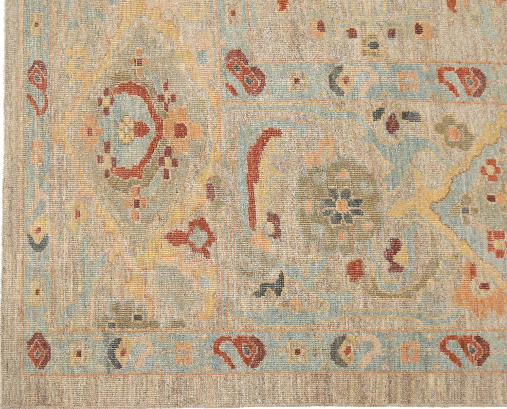 Entdecken Sie die Eleganz von Afghanistan Sultanabad mit Teppichen um 1990. Dieses exklusive Design aus Wolle und IvoryTaupe ist perfekt, um Ihren Raum zu verschönern.