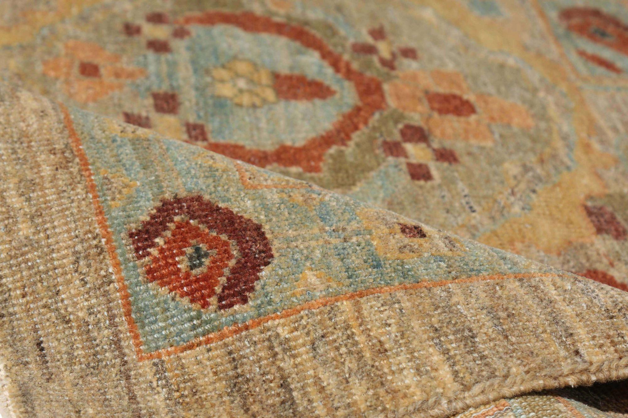 Sultanabad-Teppiche aus Wolle in Elfenbein und Taupe aus Afghanistan, 95798 (Stammeskunst) im Angebot