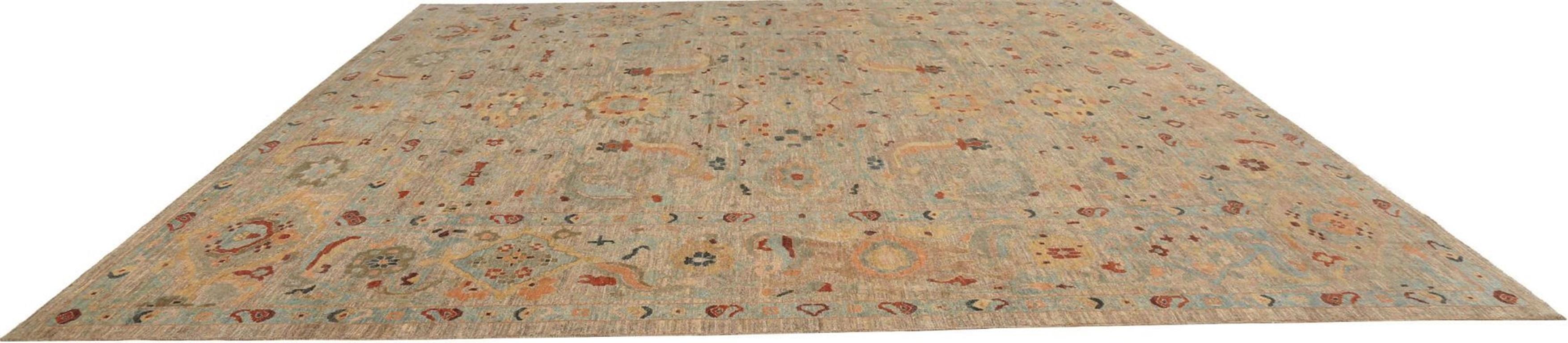 Sultanabad-Teppiche aus Wolle in Elfenbein und Taupe aus Afghanistan, 95798 (Afghanisch) im Angebot
