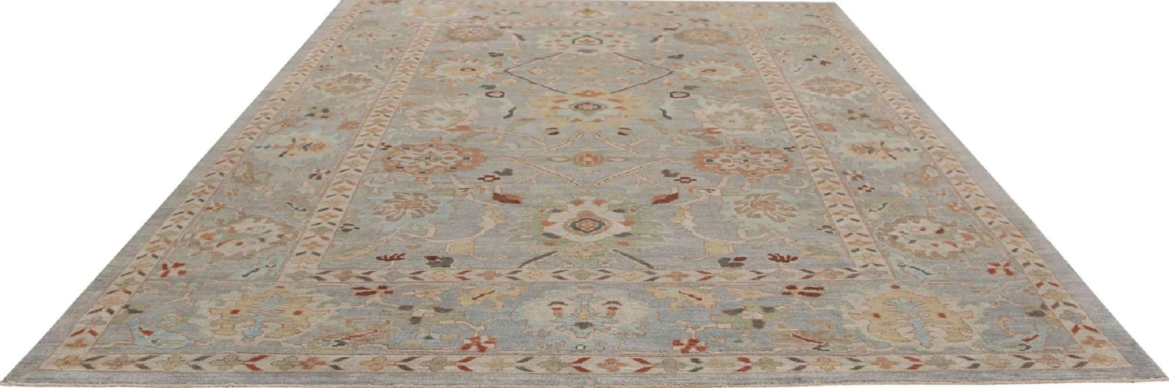 Sultanabad-Teppiche aus Wolle in Elfenbein und Taupe aus Afghanistan, 95877 (Stammeskunst) im Angebot