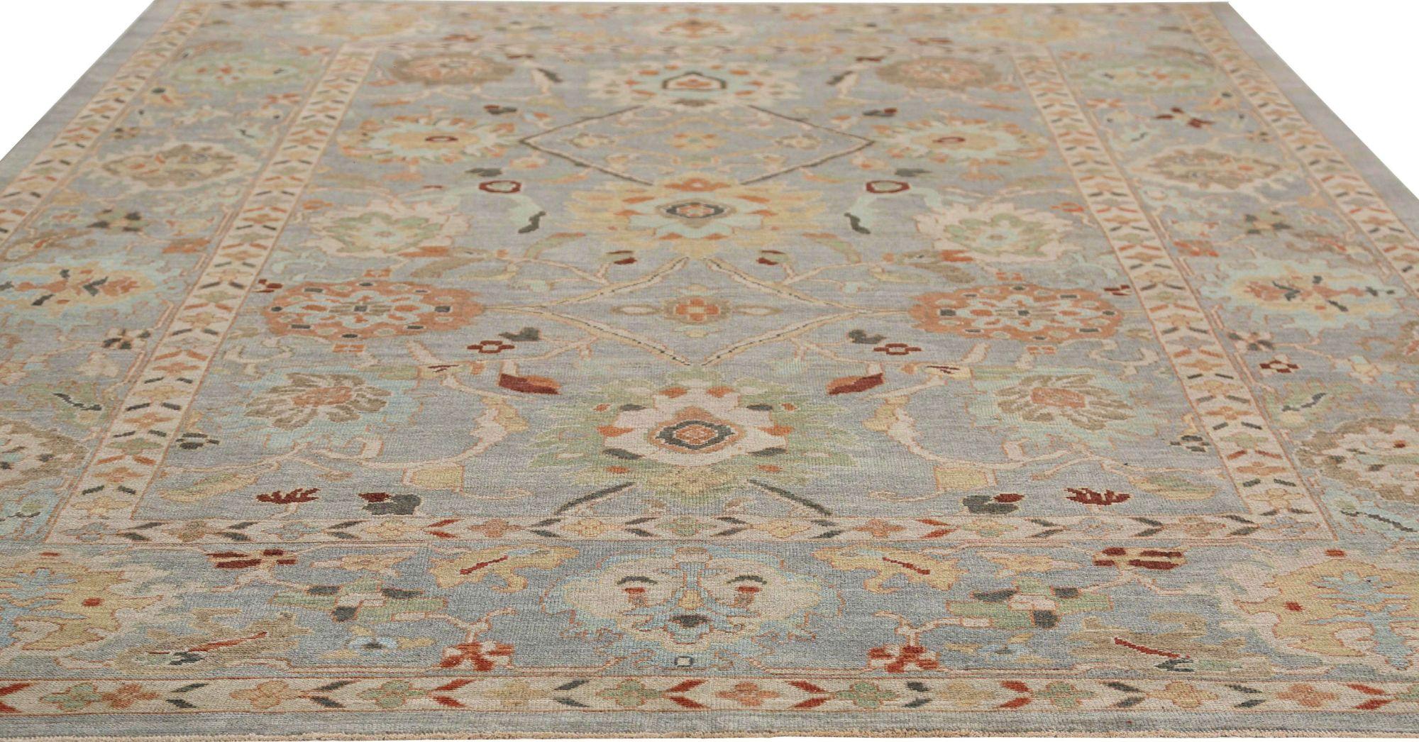 Sultanabad-Teppiche aus Wolle in Elfenbein und Taupe aus Afghanistan, 95877 (Afghanisch) im Angebot
