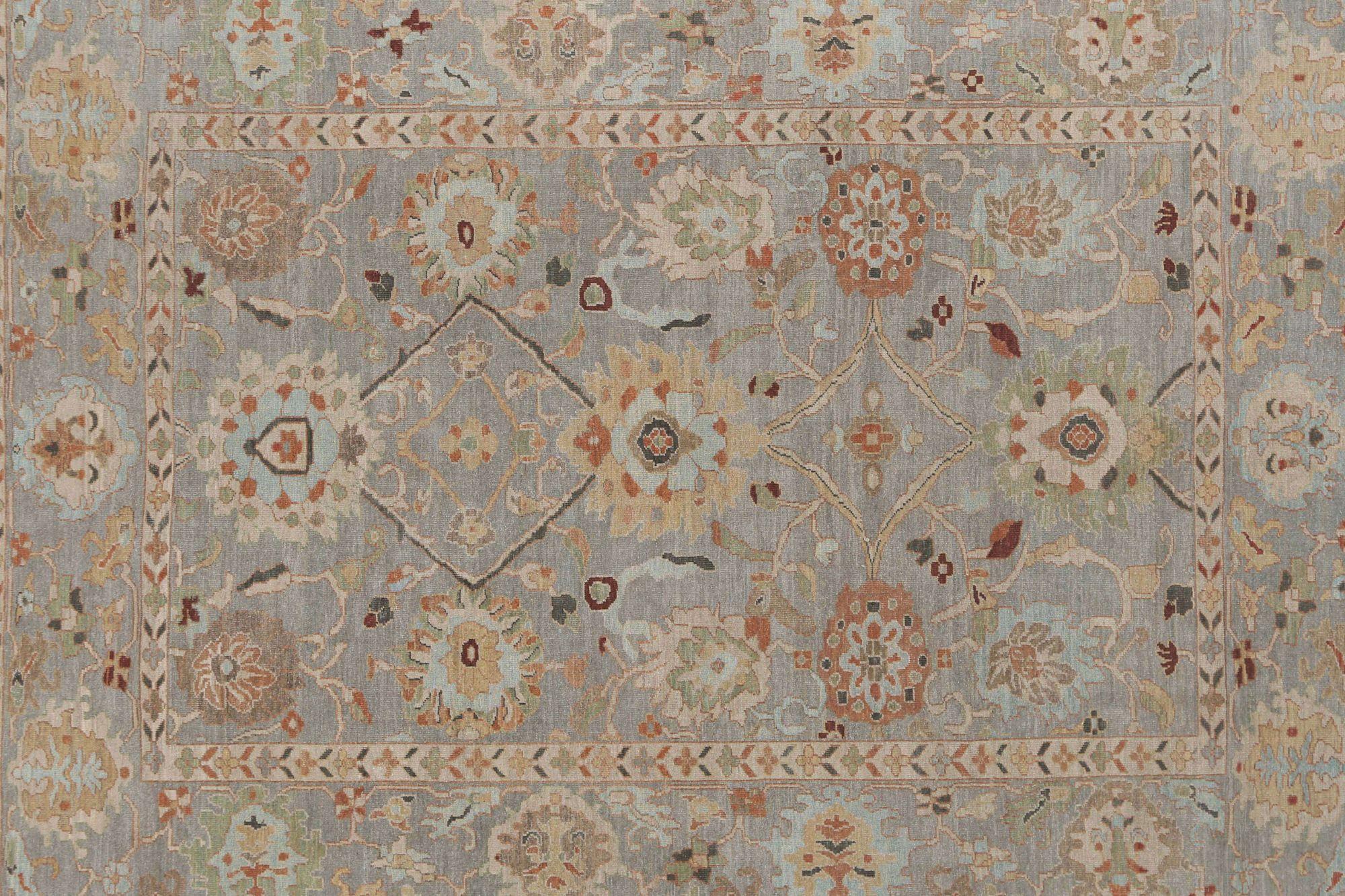 Sultanabad-Teppiche aus Wolle in Elfenbein und Taupe aus Afghanistan, 95877 im Zustand „Hervorragend“ im Angebot in Dallas, TX