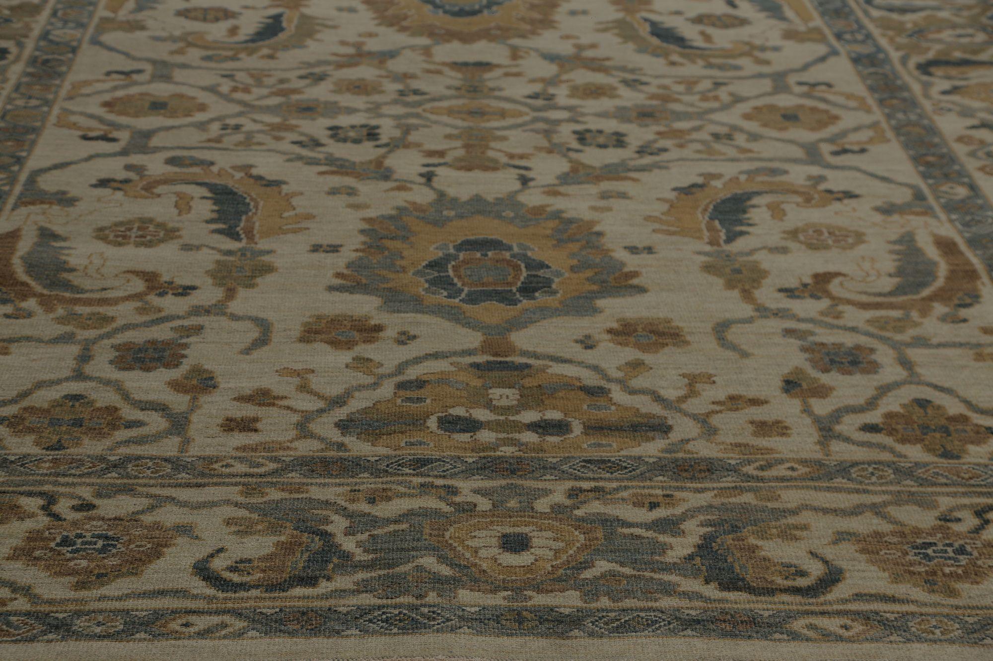 Sultanabad-Teppiche aus Wolle in Elfenbein und Taupe aus Afghanistan - 97023 (Stammeskunst) im Angebot
