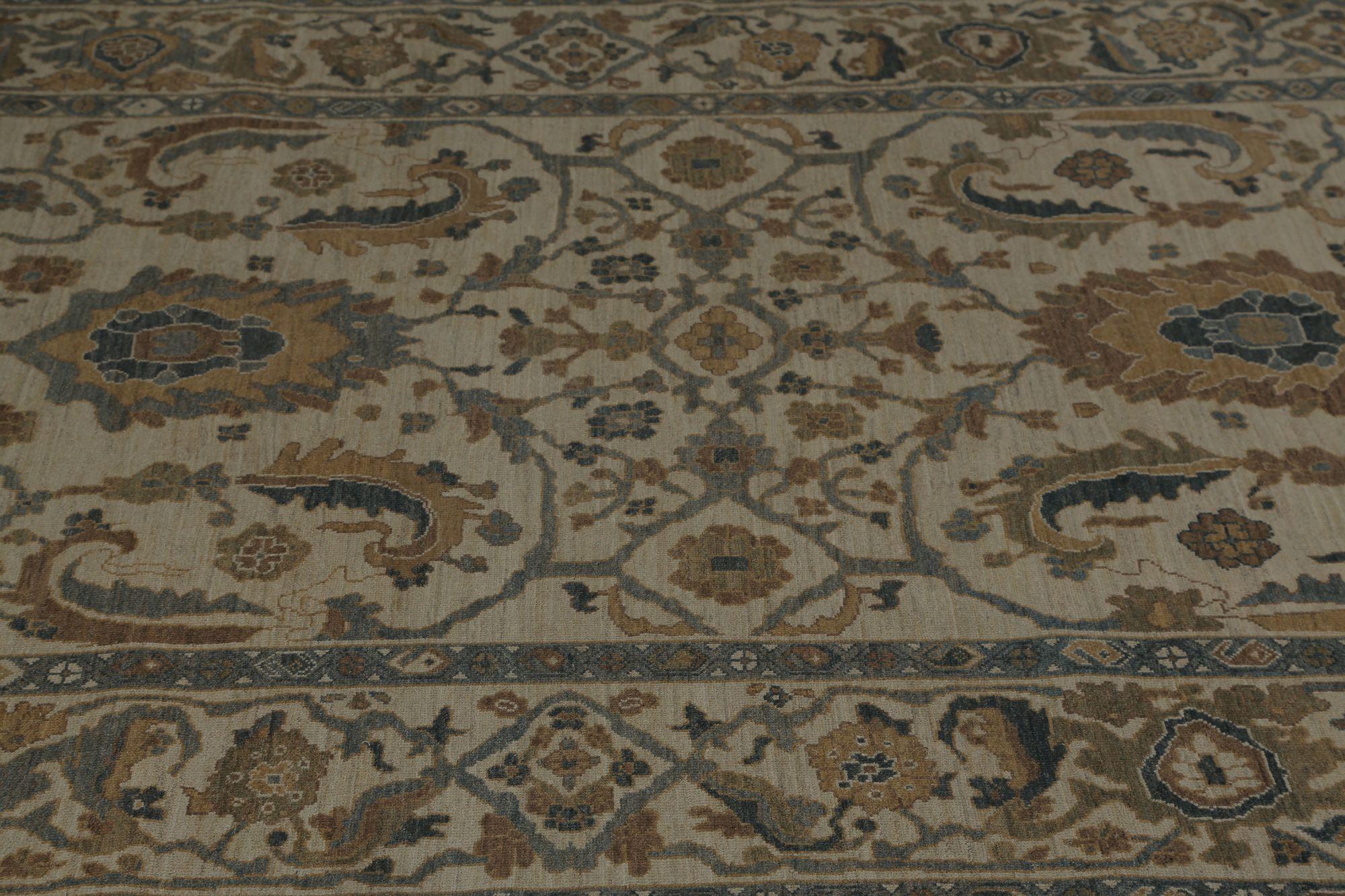 Sultanabad-Teppiche aus Wolle in Elfenbein und Taupe aus Afghanistan - 97023 (Afghanisch) im Angebot