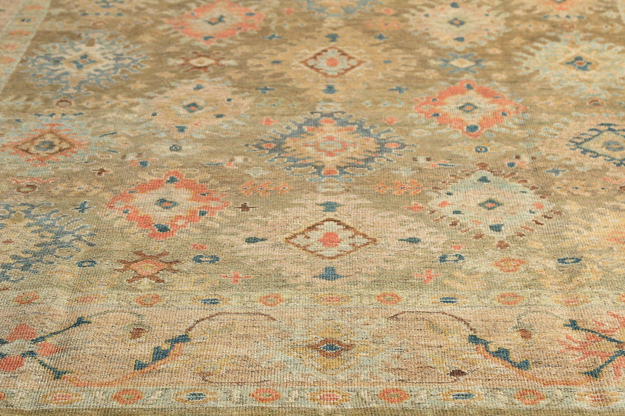 Sultanabad-Teppiche aus Afghanistan - Wolle in Elfenbein und Taupe mit Design - 97285 (Stammeskunst) im Angebot