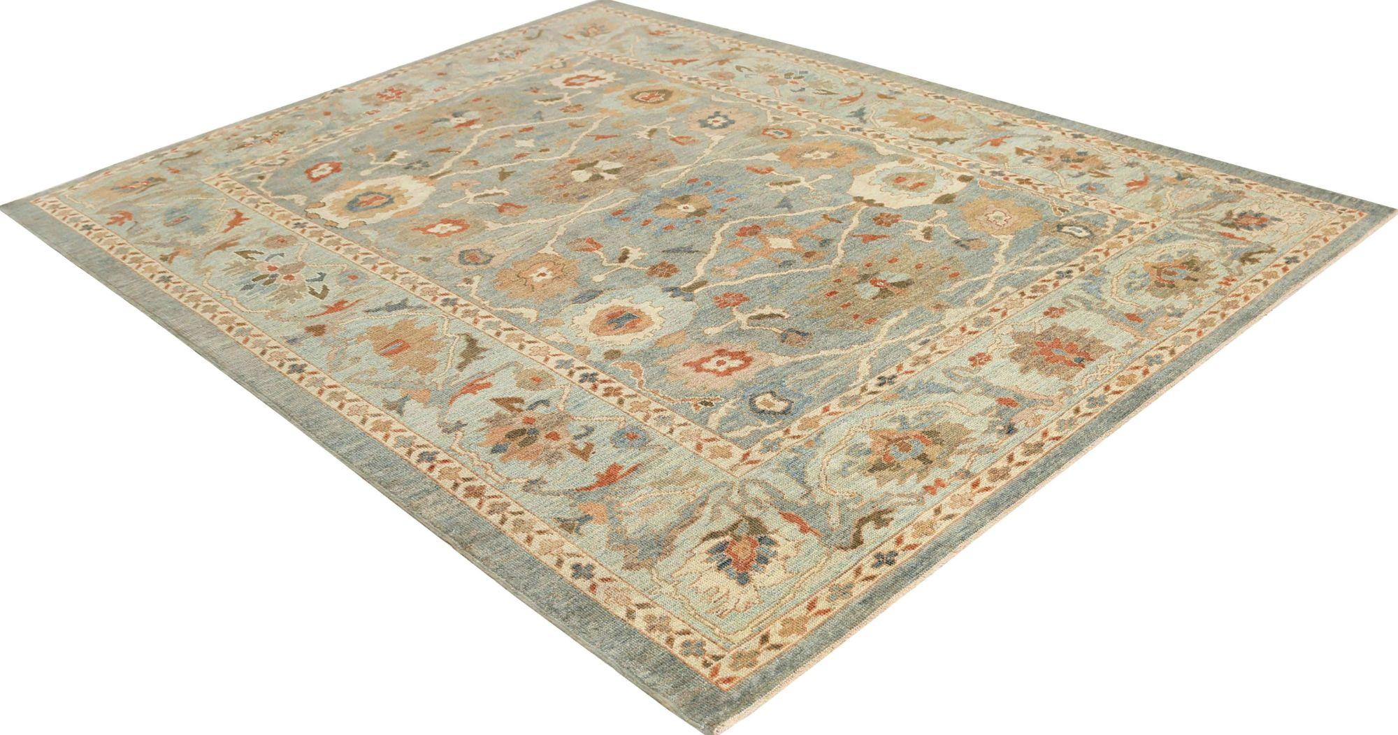 Sultanabad-Teppiche aus Wolle in Hellblau, Afghanistan, 95918 (Stammeskunst) im Angebot