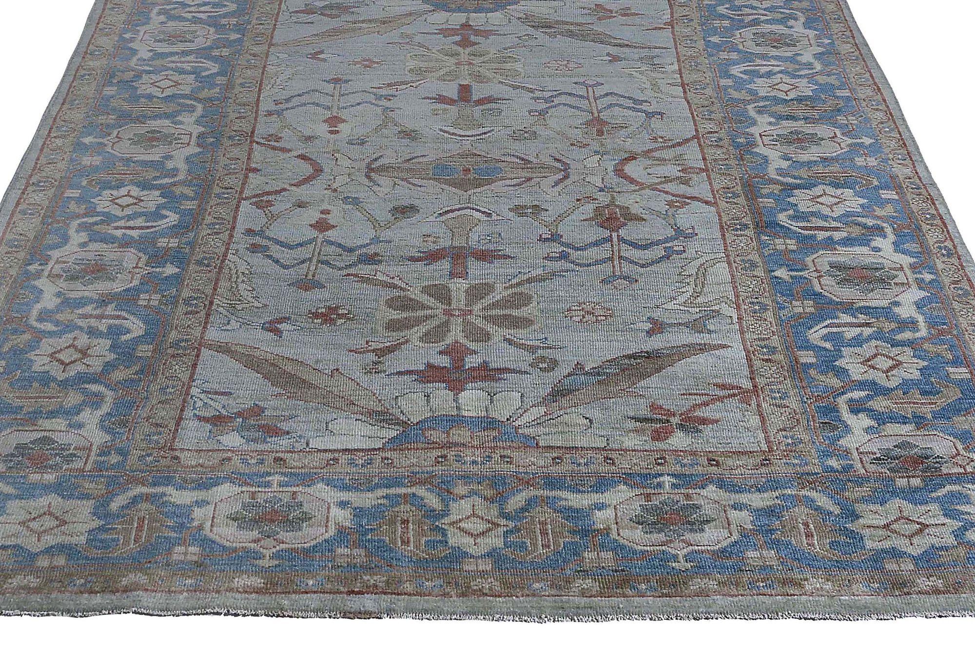 Sultanabad-Teppiche aus Wolle in Hellblau, Afghanistan, 97008 (Afghanisch) im Angebot