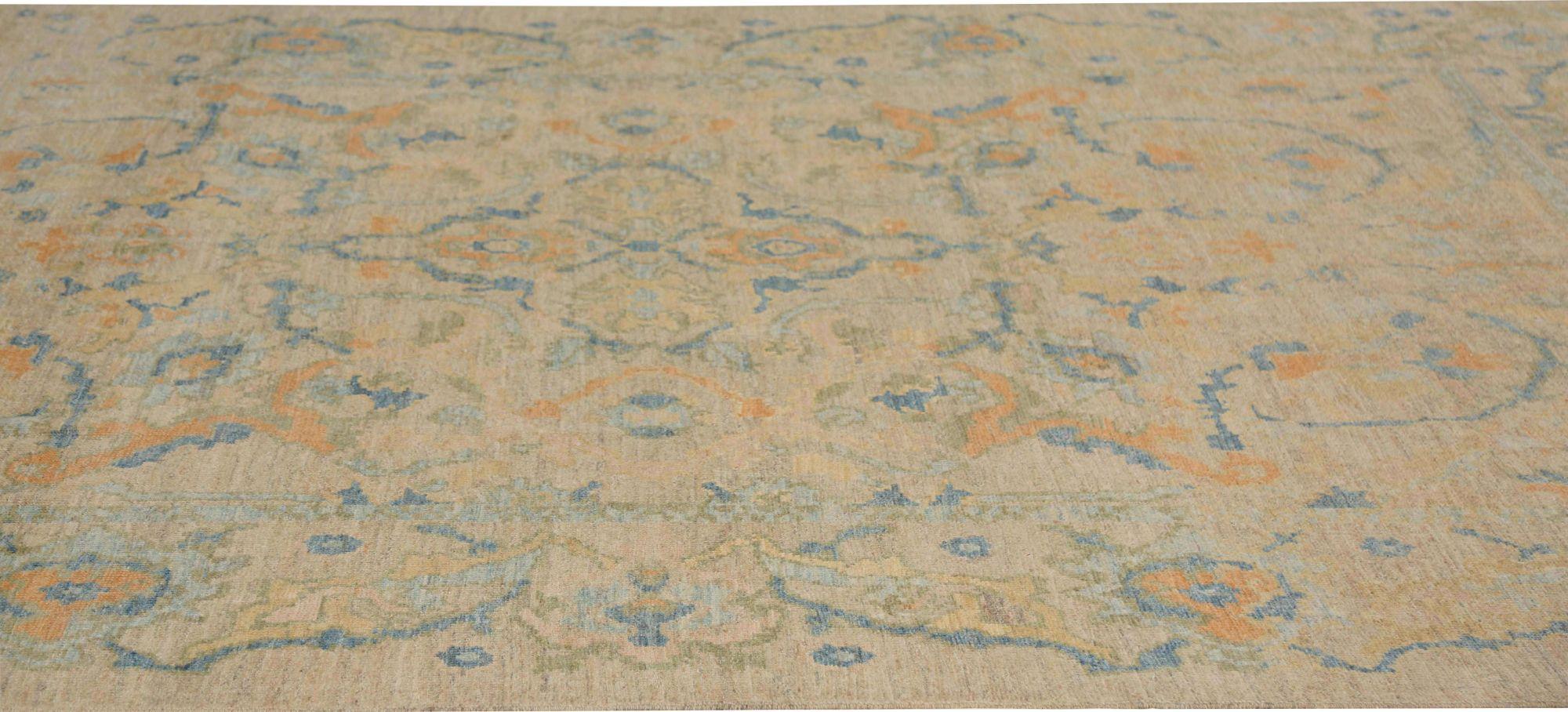 Hand-Knotted Afghanistan Sultanabad Area Rugs - Wool Orange Pink Design - 95787 For Sale
