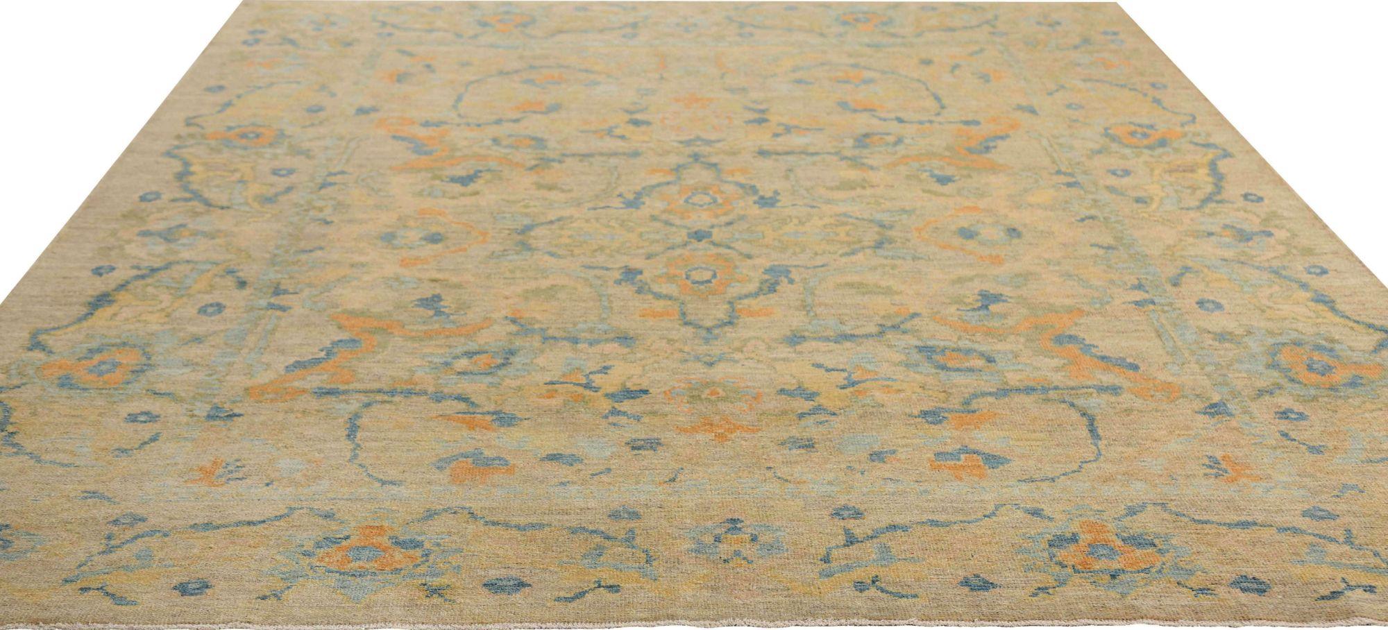 20th Century Afghanistan Sultanabad Area Rugs - Wool Orange Pink Design - 95787 For Sale