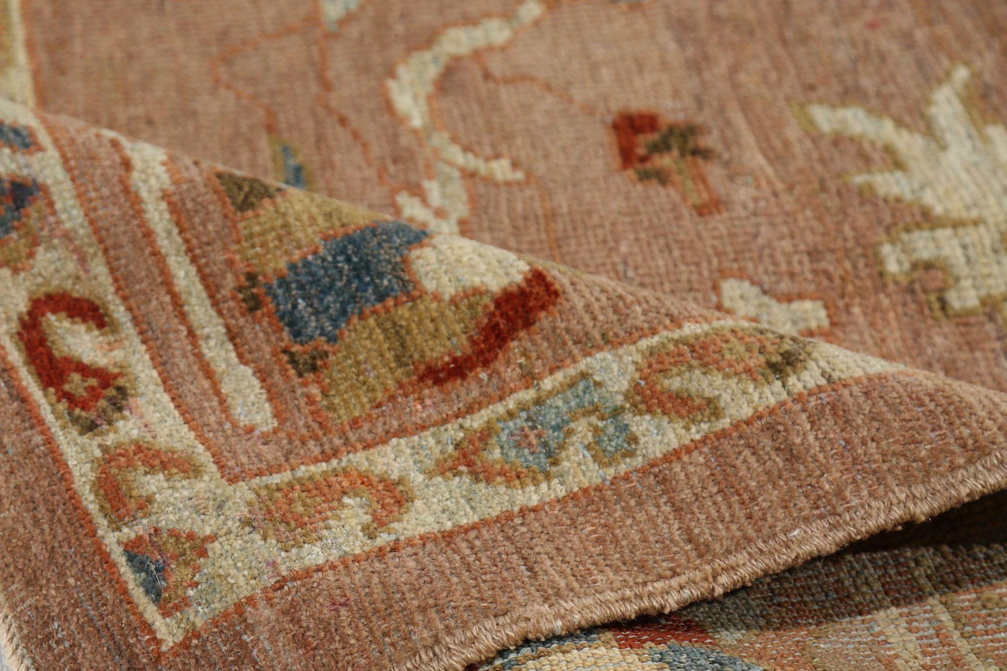Turkey Sultanabad Area Rugs - Wool Pink Terracotta - 96128 In Excellent Condition For Sale In Dallas, TX