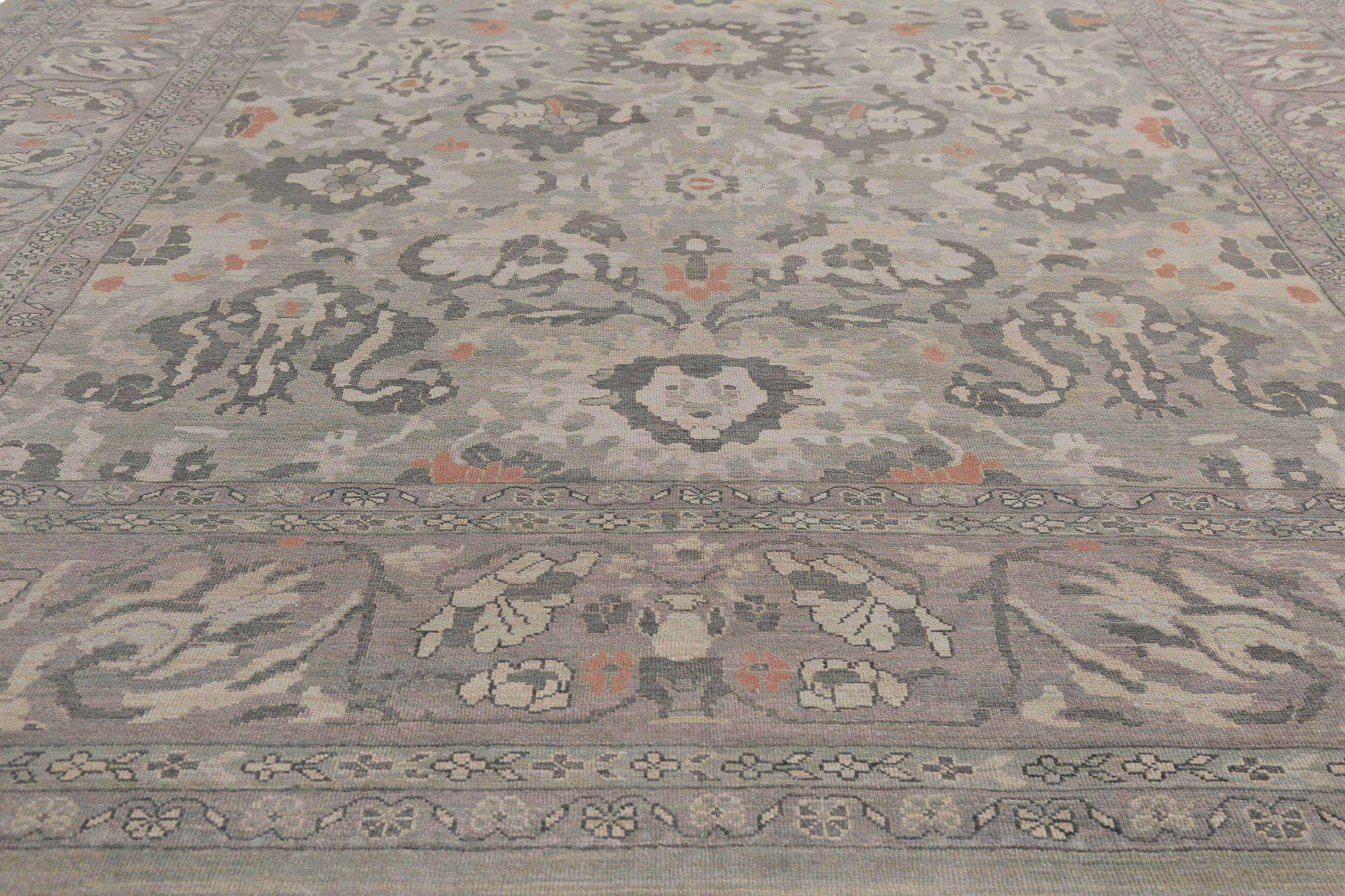 Tribal Afghanistan Sultanabad Over Size Rug Circa 1990 - Wool Brown Gray Ivory - 95575 For Sale
