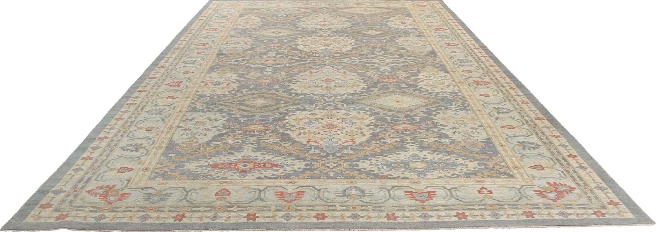 20th Century Afghanistan Sultanabad Over Size Rug Circa 1990 - Wool Brown Gray Ivory - 95575 For Sale