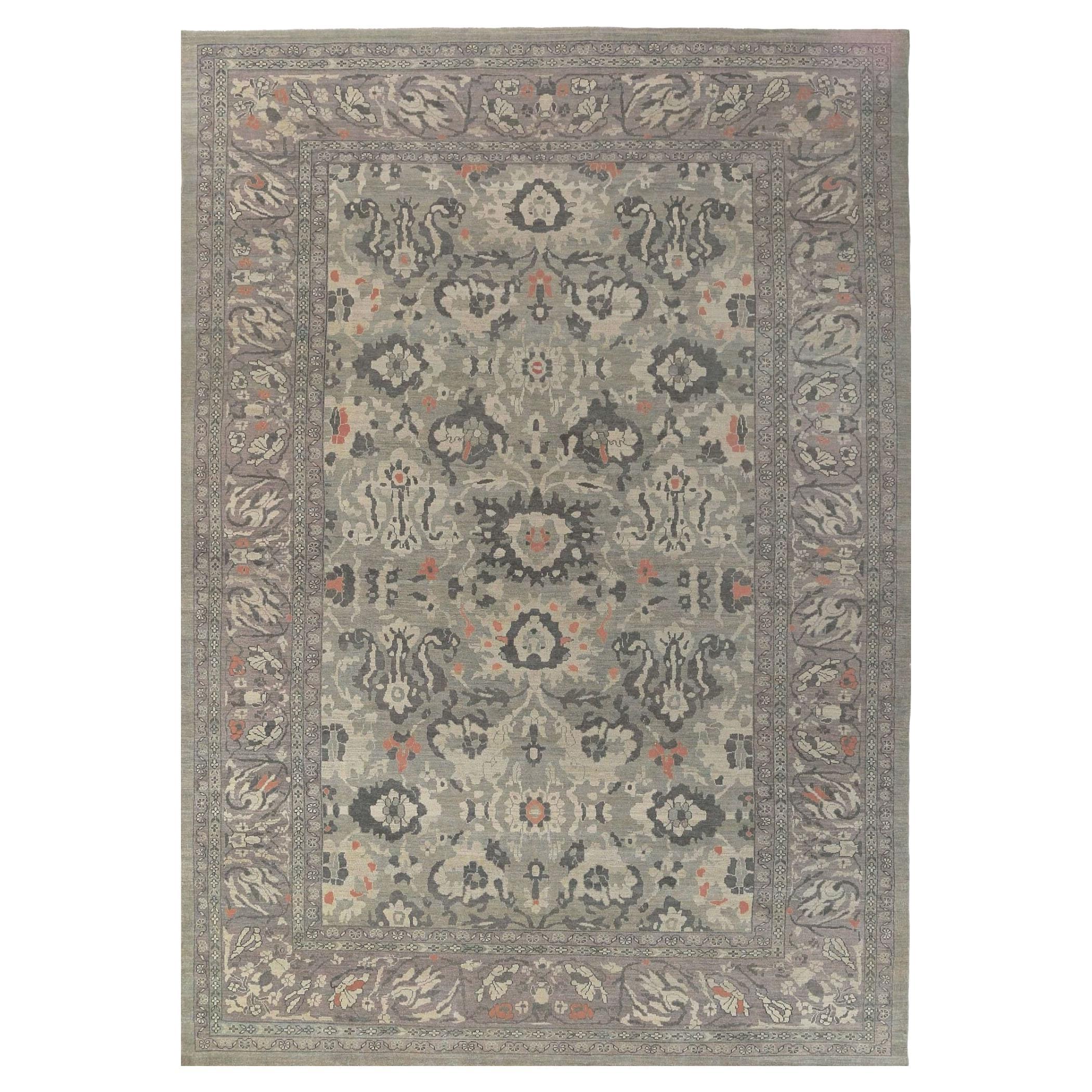 Afghanistan Sultanabad Over Size Rug Circa 1990 - Wool Brown Gray Ivory - 95575 For Sale