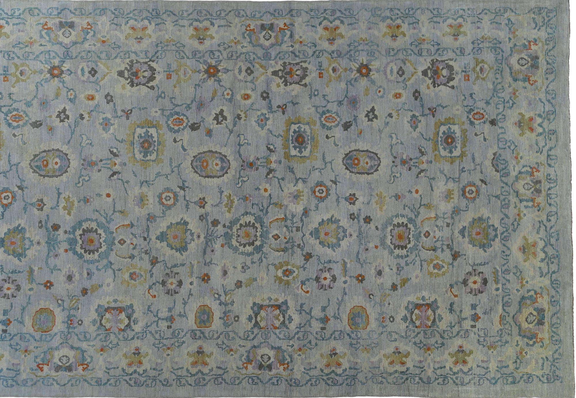 Sultanabad Over Size-Teppich aus Wolle in Übergröße aus Afghanistan in Blau - 95532 im Zustand „Hervorragend“ im Angebot in Dallas, TX