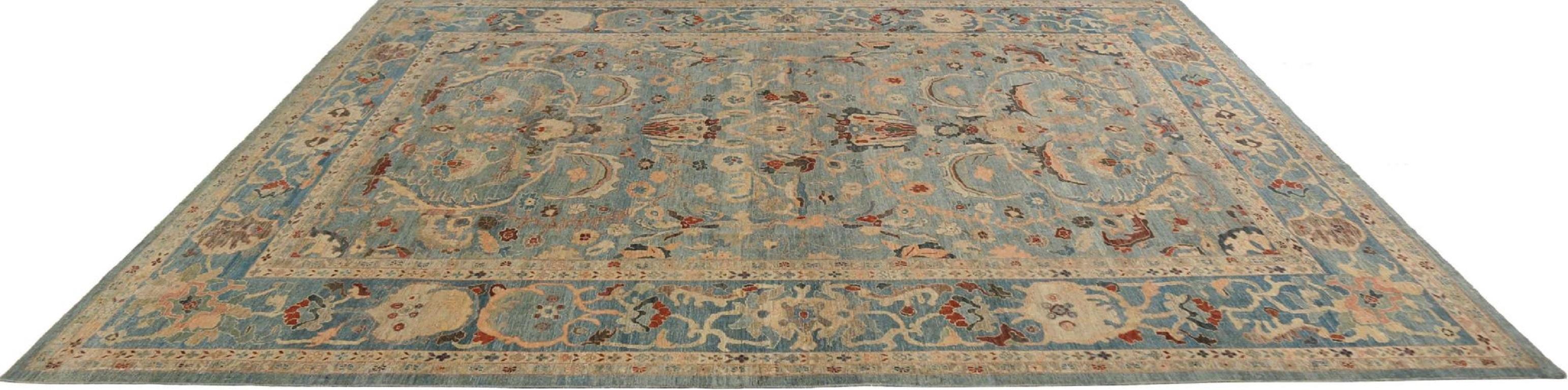 Sultanabad Over Size-Teppich aus Wolle in Übergröße aus Afghanistan in Blau - 95812 (Afghanisch) im Angebot