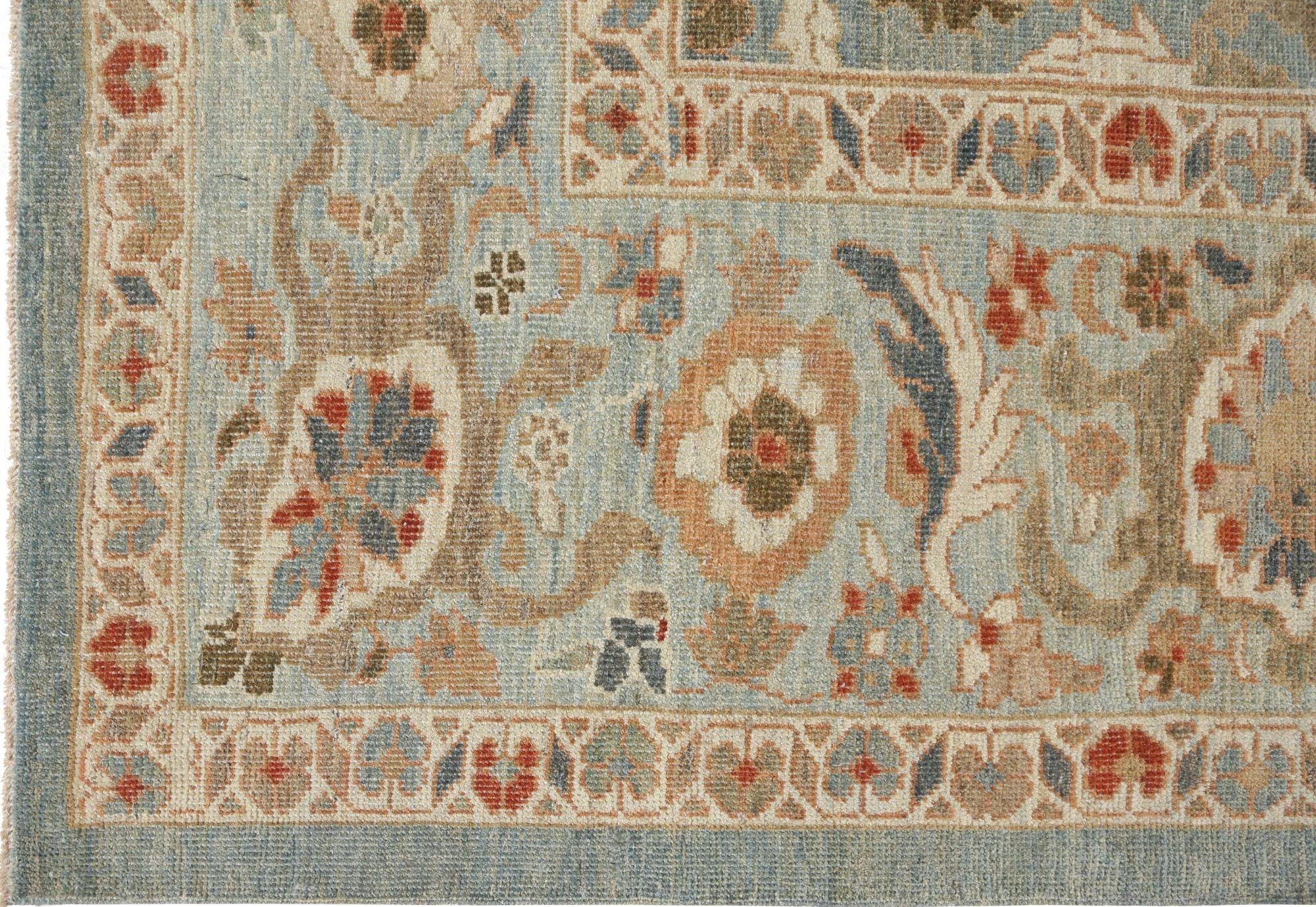 Entdecken Sie die Eleganz des afghanischen Sultanabad-Teppichs in Übergröße aus der Zeit um 1990. Dieses exklusive Design aus Wolle und Blau ist perfekt, um Ihren Raum zu verschönern.