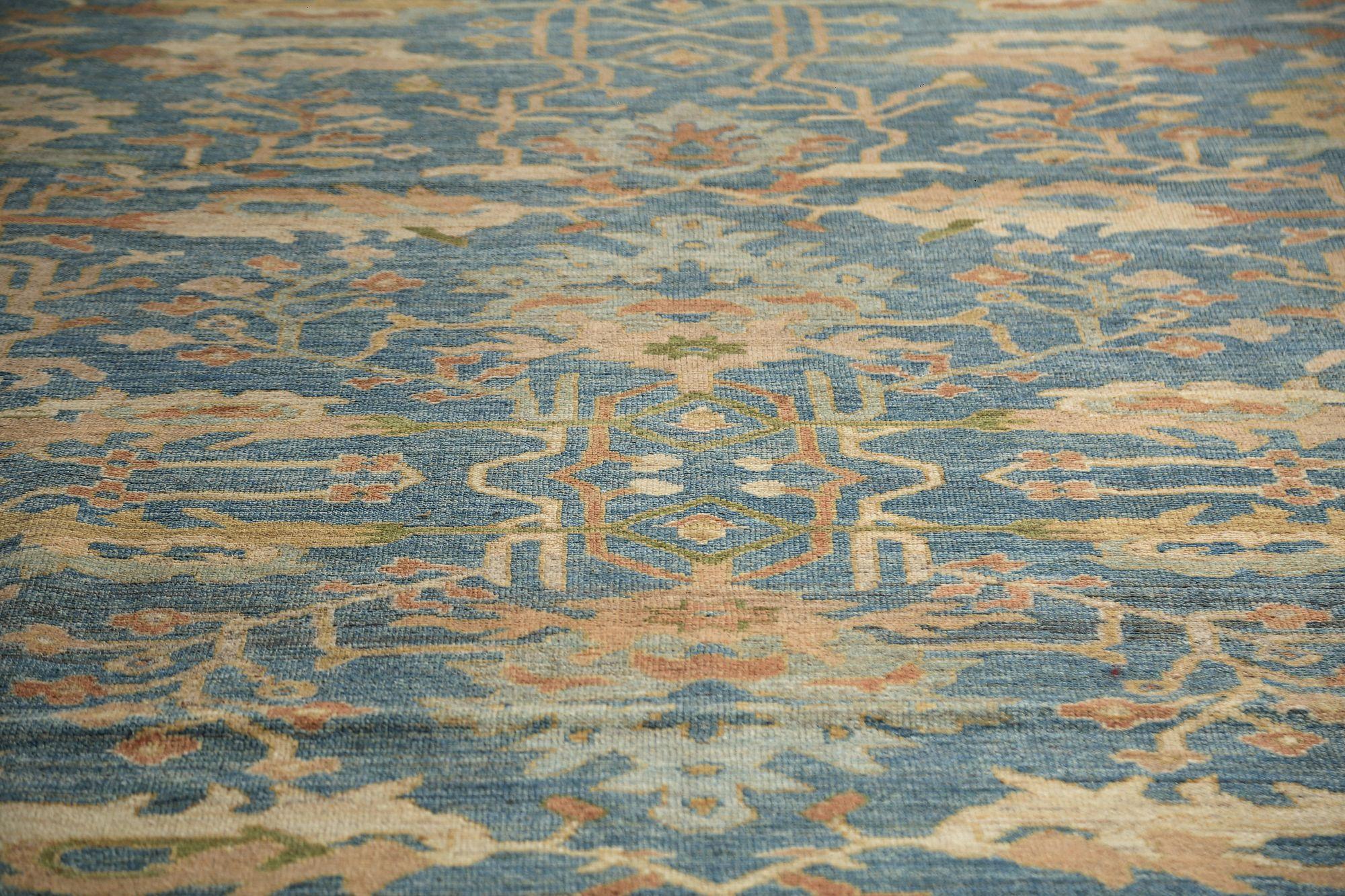 Sultanabad Over Size-Teppich aus Wolle in Übergröße aus Afghanistan in Blau - 97288 (Stammeskunst) im Angebot