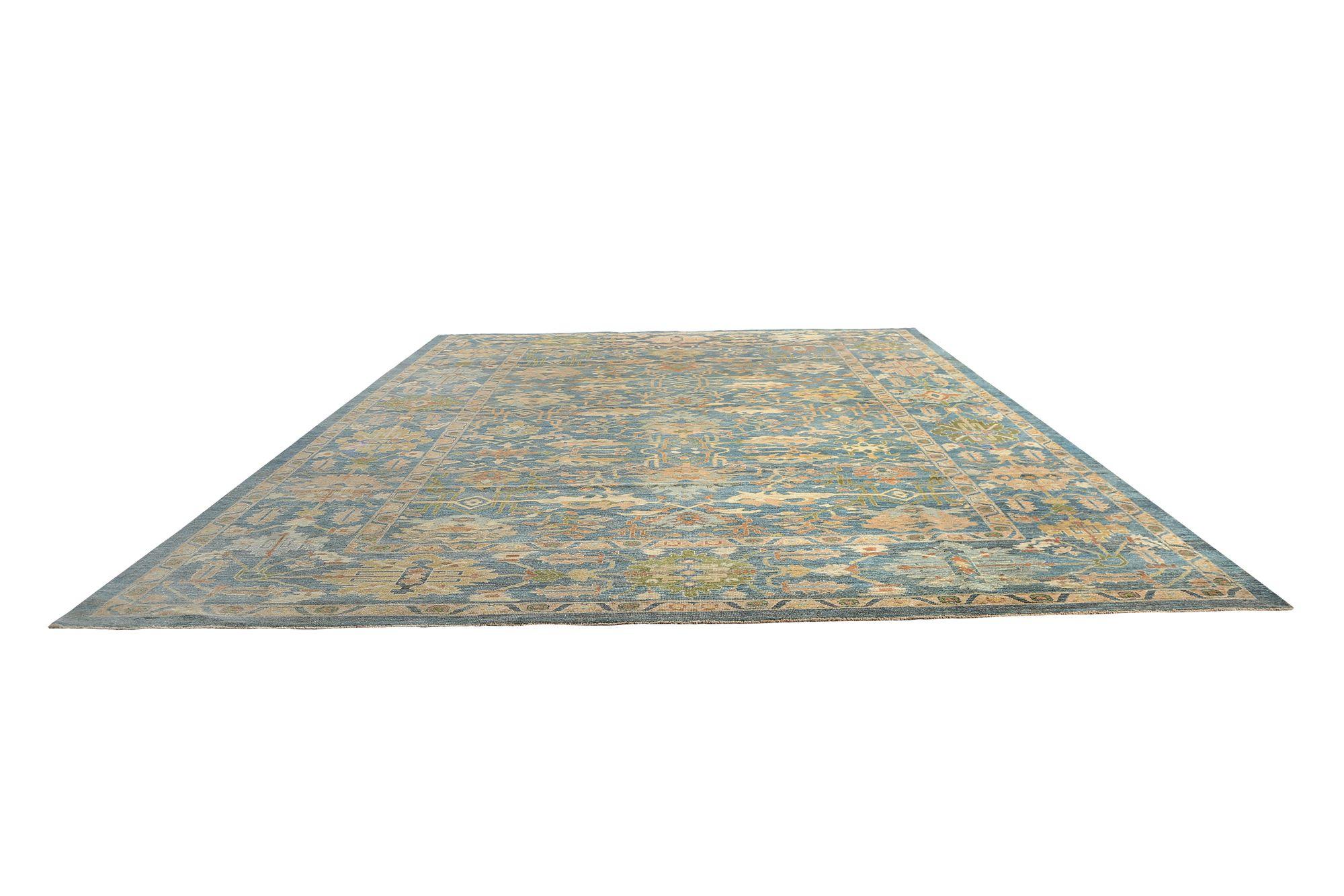 Sultanabad Over Size-Teppich aus Wolle in Übergröße aus Afghanistan in Blau - 97288 (Afghanisch) im Angebot