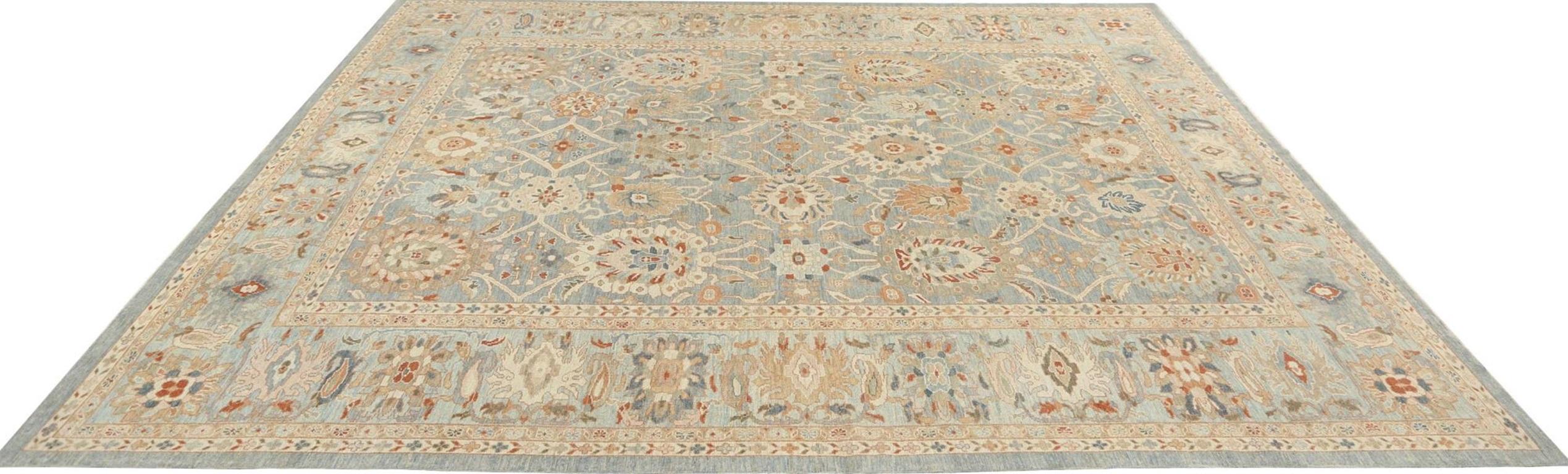 Entdecken Sie die Eleganz des afghanischen Sultanabad-Teppichs in Übergröße aus der Zeit um 1990. Dieses exklusive Design aus Wolle und BlueGray ist perfekt, um Ihren Raum zu verschönern.