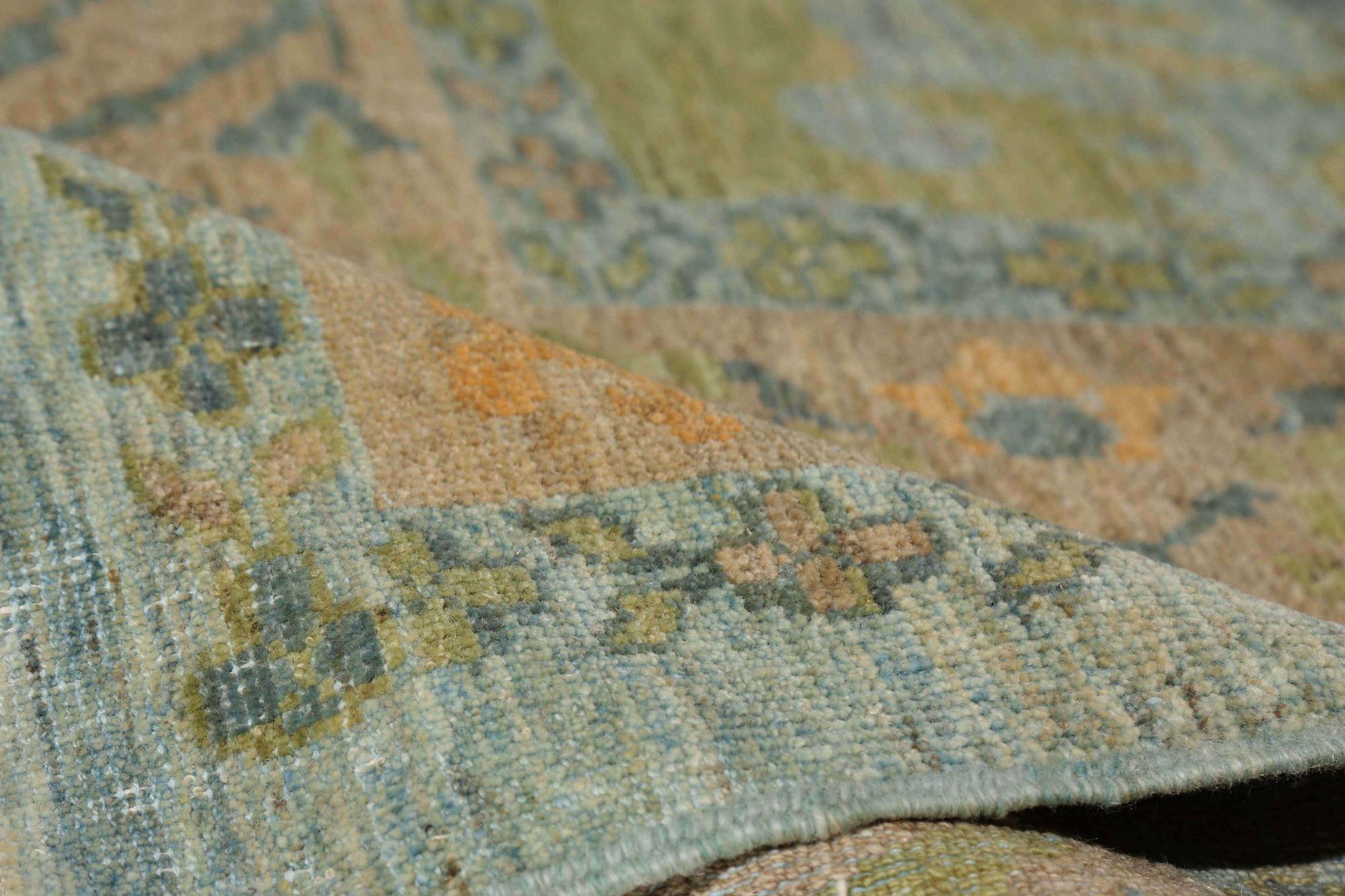 Tribal Afghanistan Sultanabad Over Size Rug - Wool Blue Gray Green - 95783 For Sale