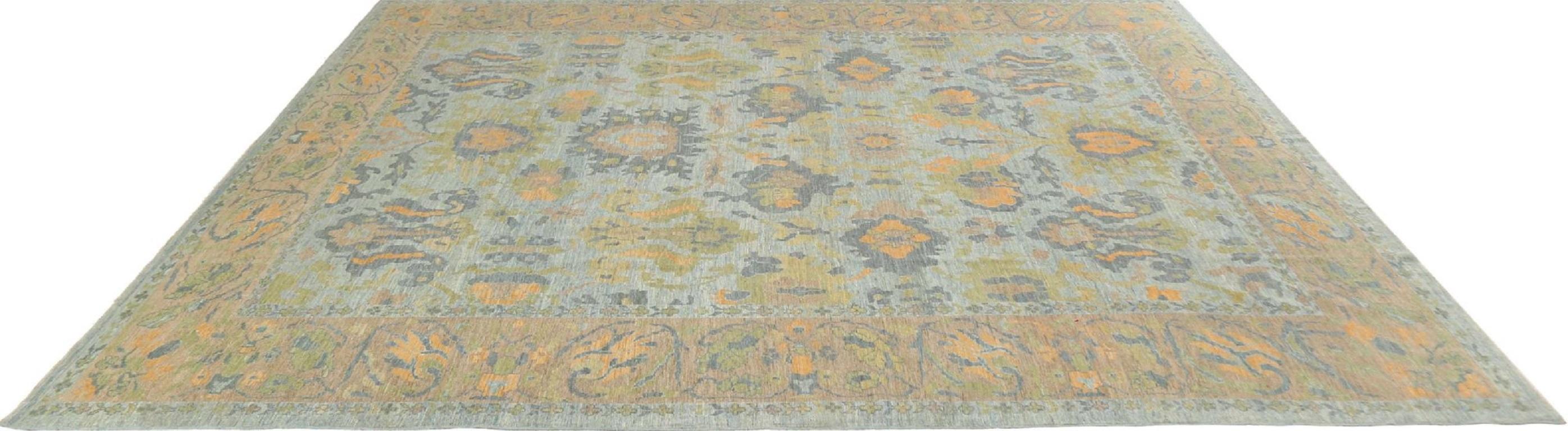 Afghanistan Sultanabad Over Size Rug - Wool Blue Gray Green - 95783 In Excellent Condition For Sale In Dallas, TX