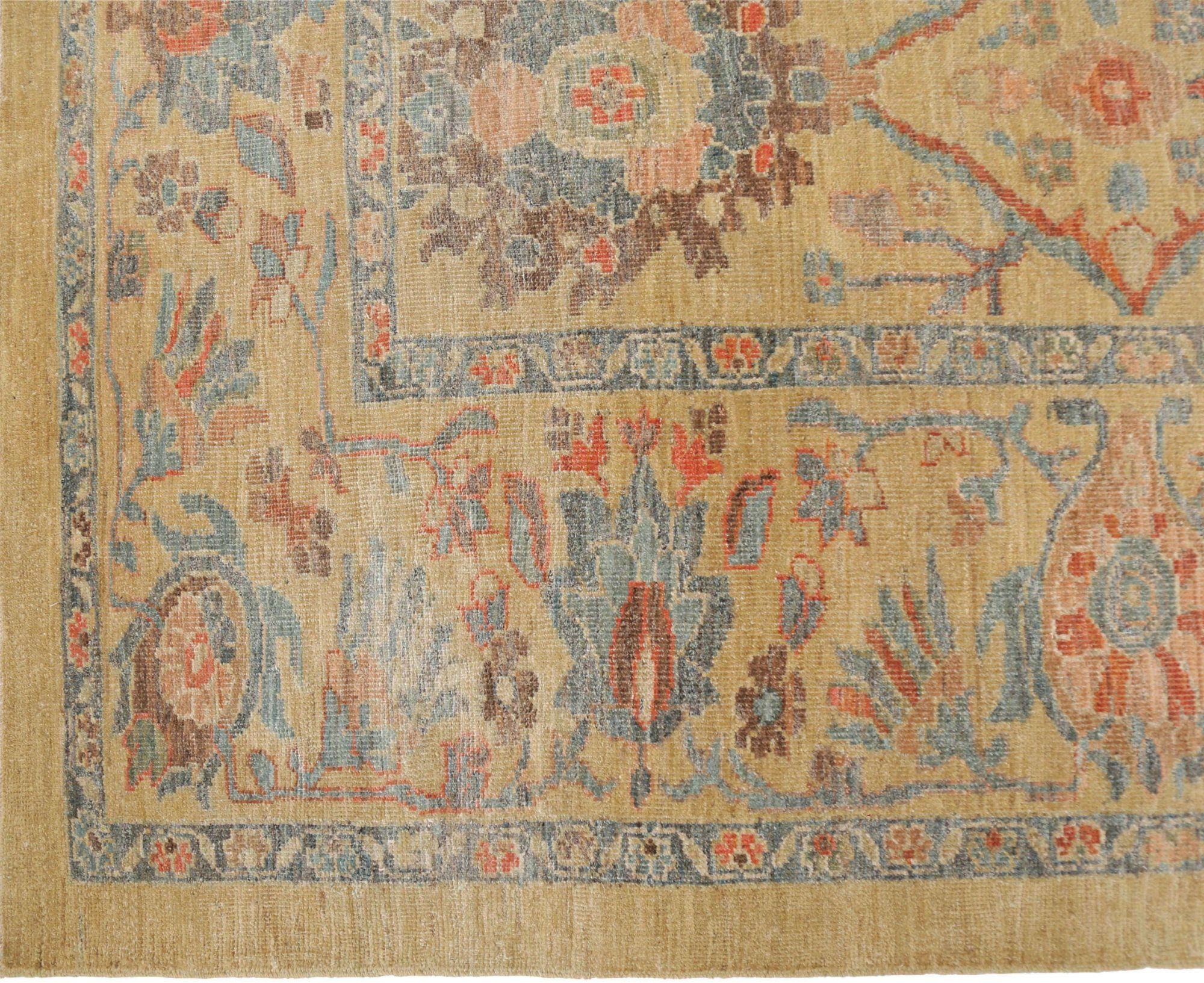 Turc Tapis Sultanabad en laine bleu rouge jaune - 95817 en vente
