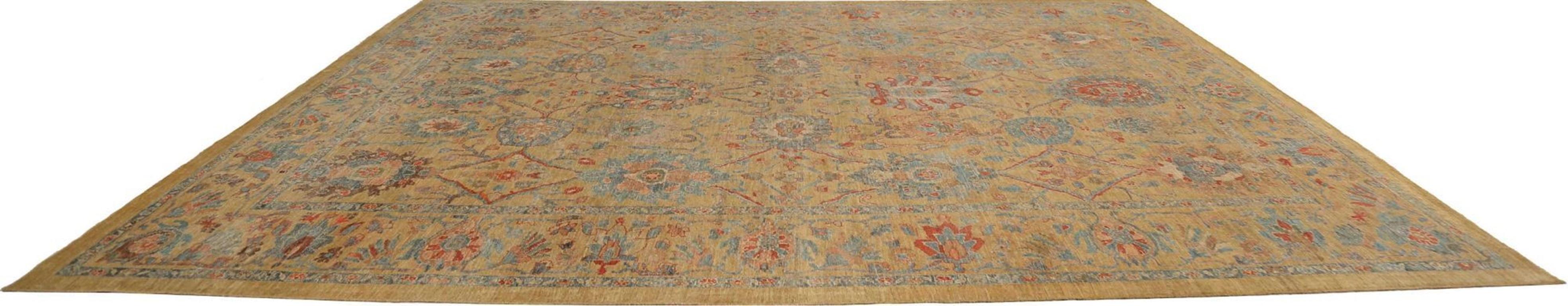 Noué à la main Tapis Sultanabad en laine bleu rouge jaune - 95817 en vente