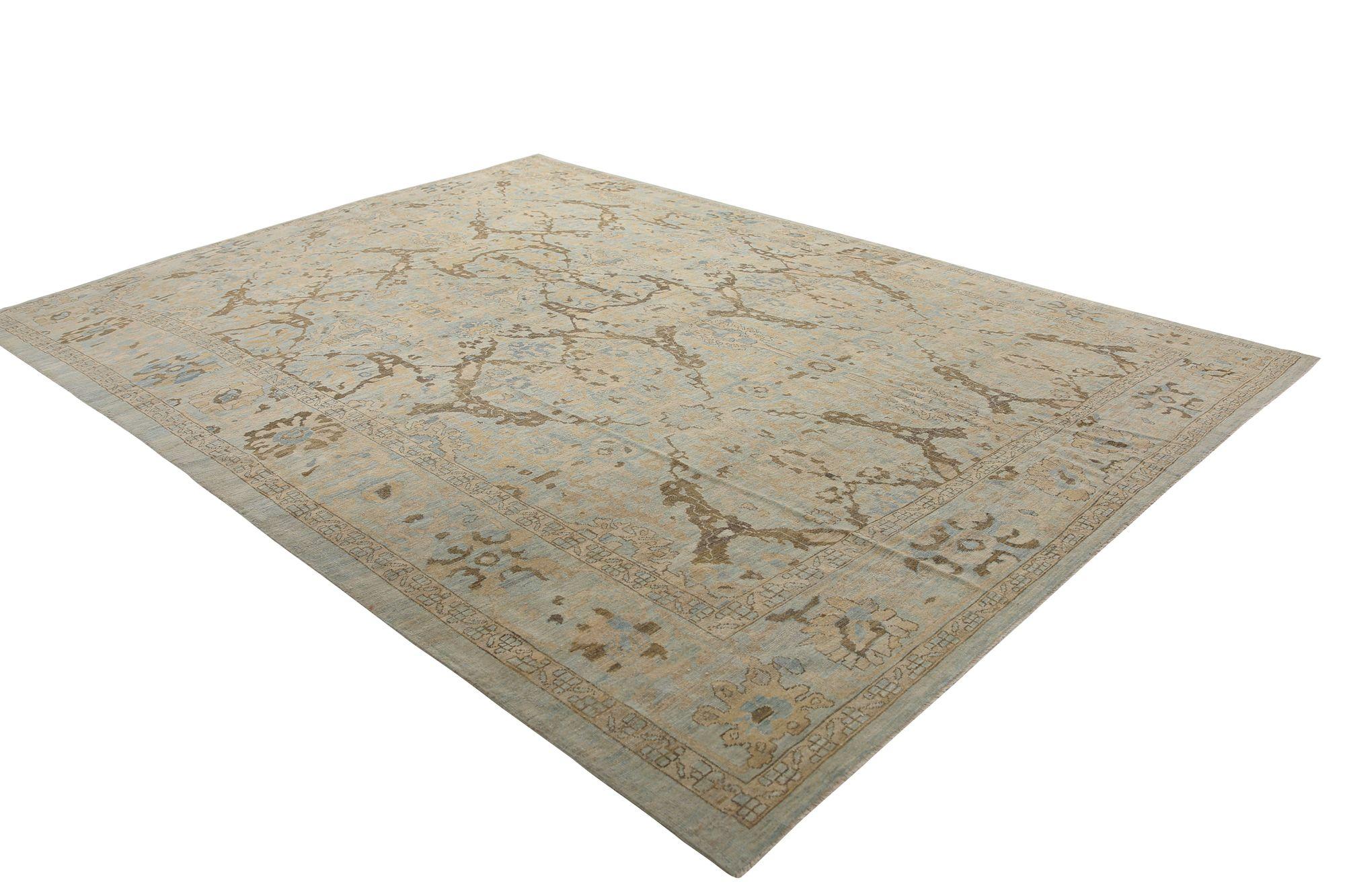 Tappeto Afghanistan Sultanabad Rugs - Lana Marrone Grigio/Argento - 97041 In condizioni ottime in vendita a Dallas, TX