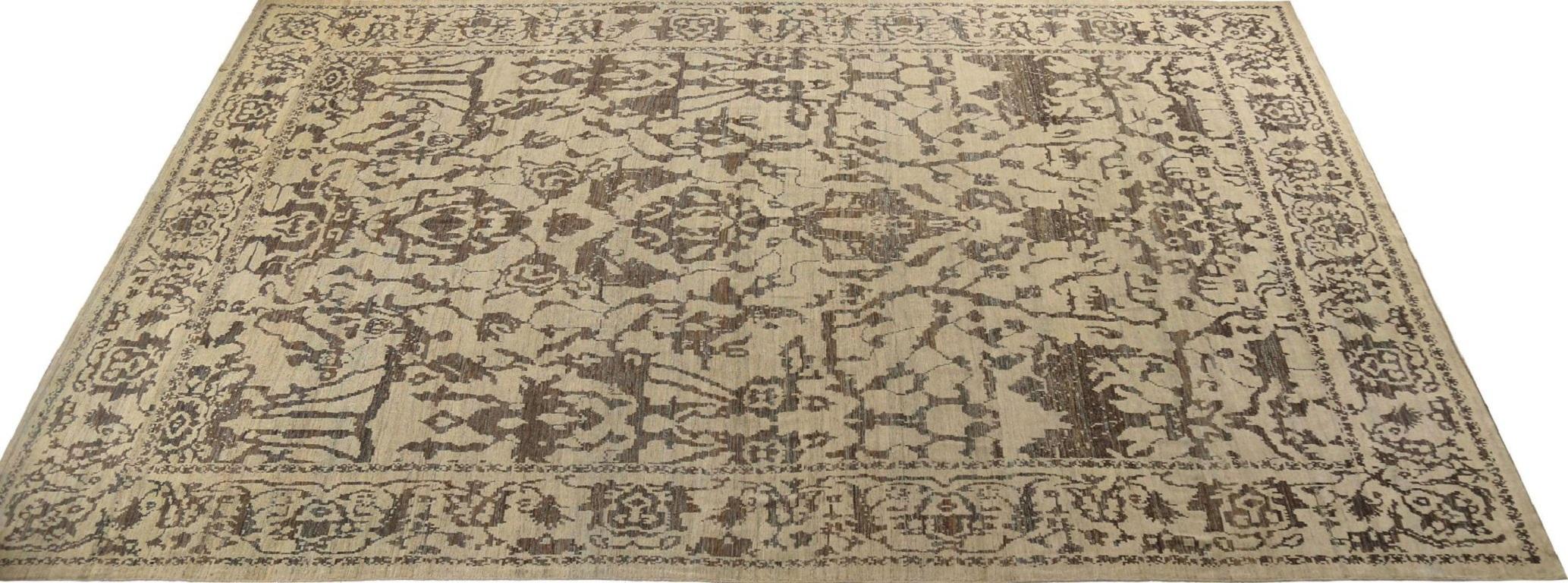 Afghanistan Sultanabad Over Size Teppich - Wolle Braun Elfenbein - 95809 (Stammeskunst) im Angebot