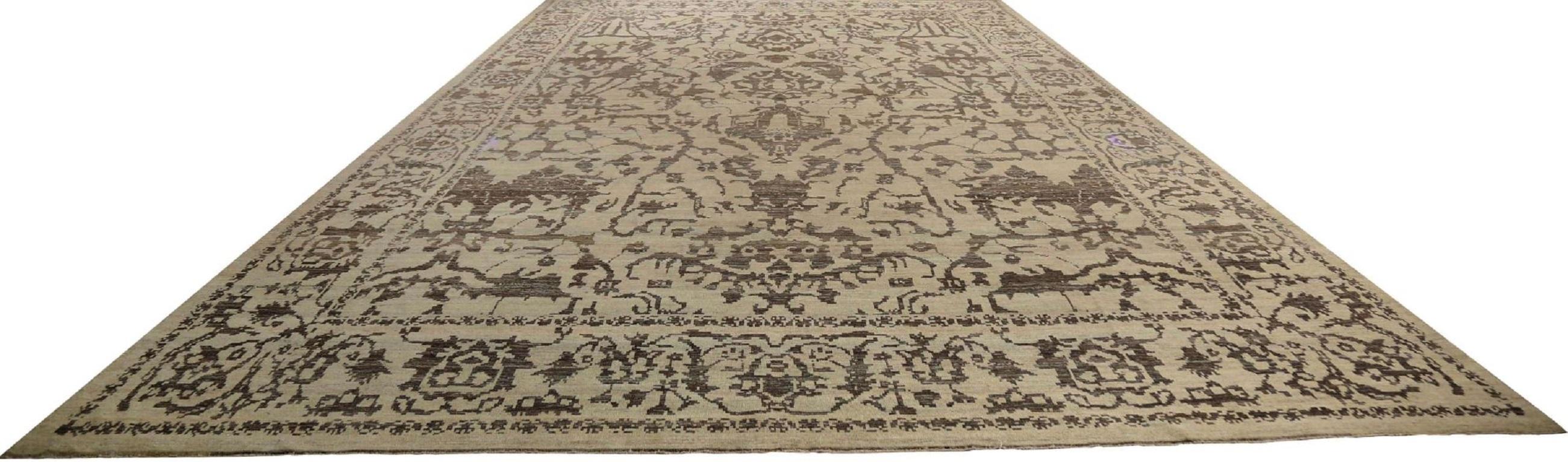 Afghanistan Sultanabad Over Size Teppich - Wolle Braun Elfenbein - 95809 (Afghanisch) im Angebot