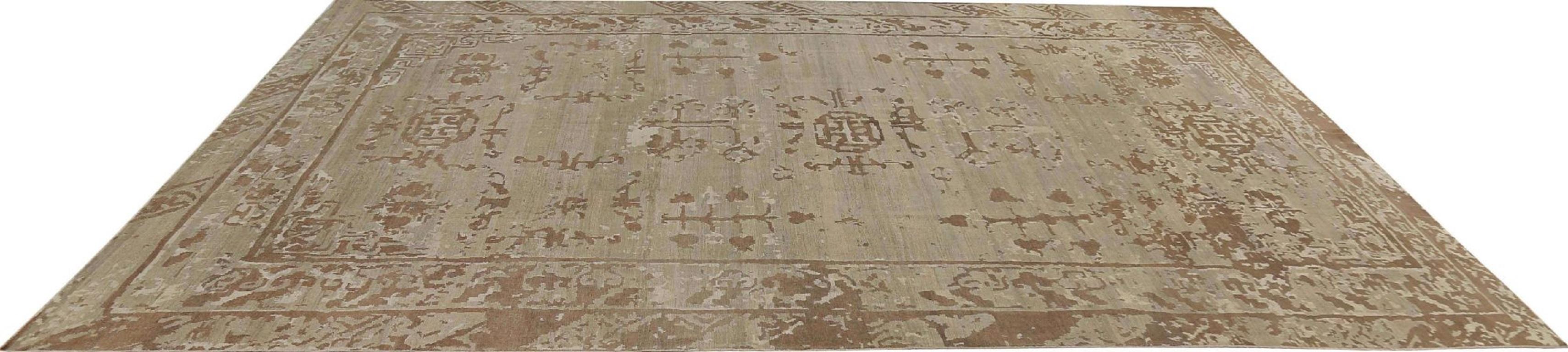 Afghanistan Sultanabad Over Size Rug - Wool Brown Ivory - 95843 In Excellent Condition For Sale In Dallas, TX