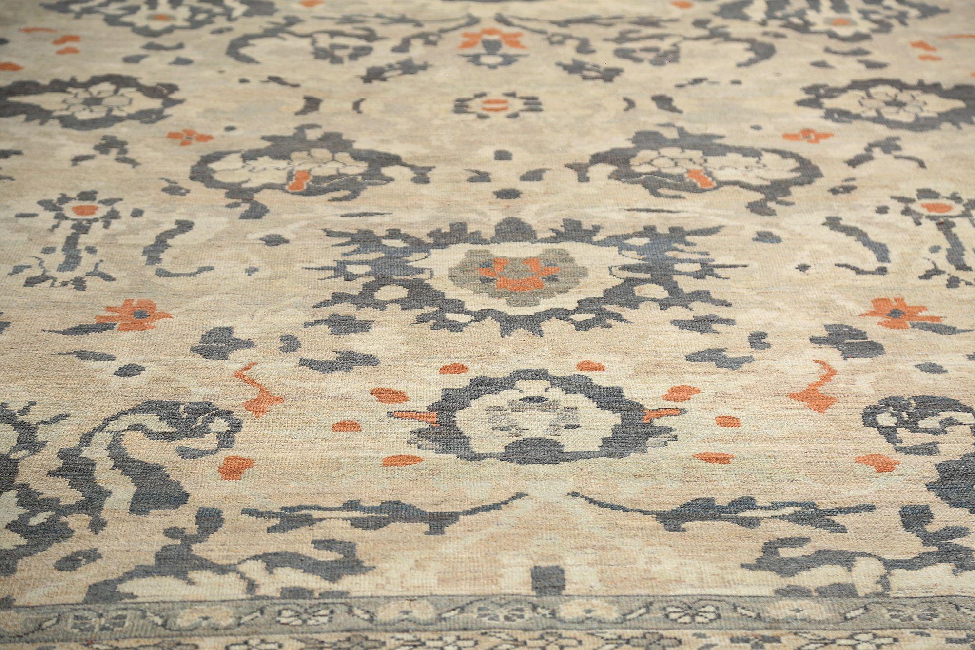 Afghanistan Sultanabad Over Size Teppich - Wolle Braun Elfenbein - 97512 (Afghanisch) im Angebot