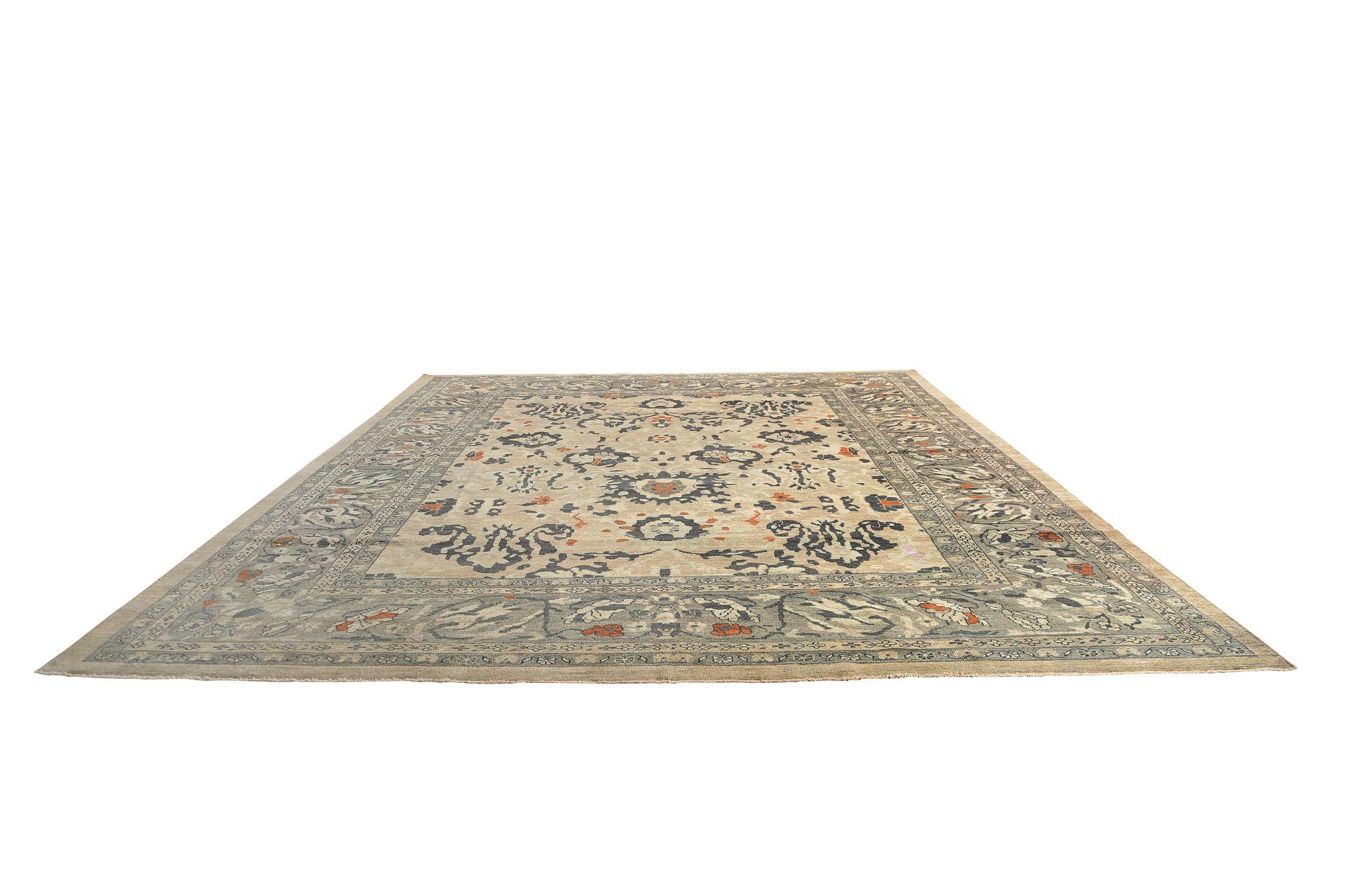 Afghanistan Sultanabad Over Size Teppich - Wolle Braun Elfenbein - 97512 im Zustand „Hervorragend“ im Angebot in Dallas, TX
