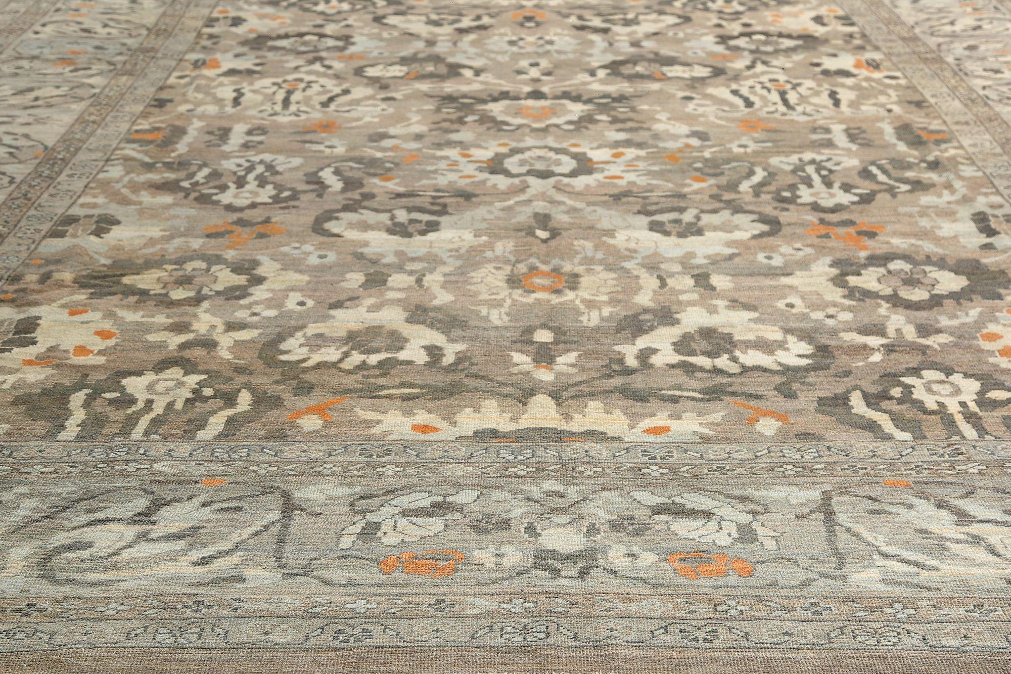Tribal Afghanistan Sultanabad Over Size Rug - Wool Brown Orange - 97290 For Sale