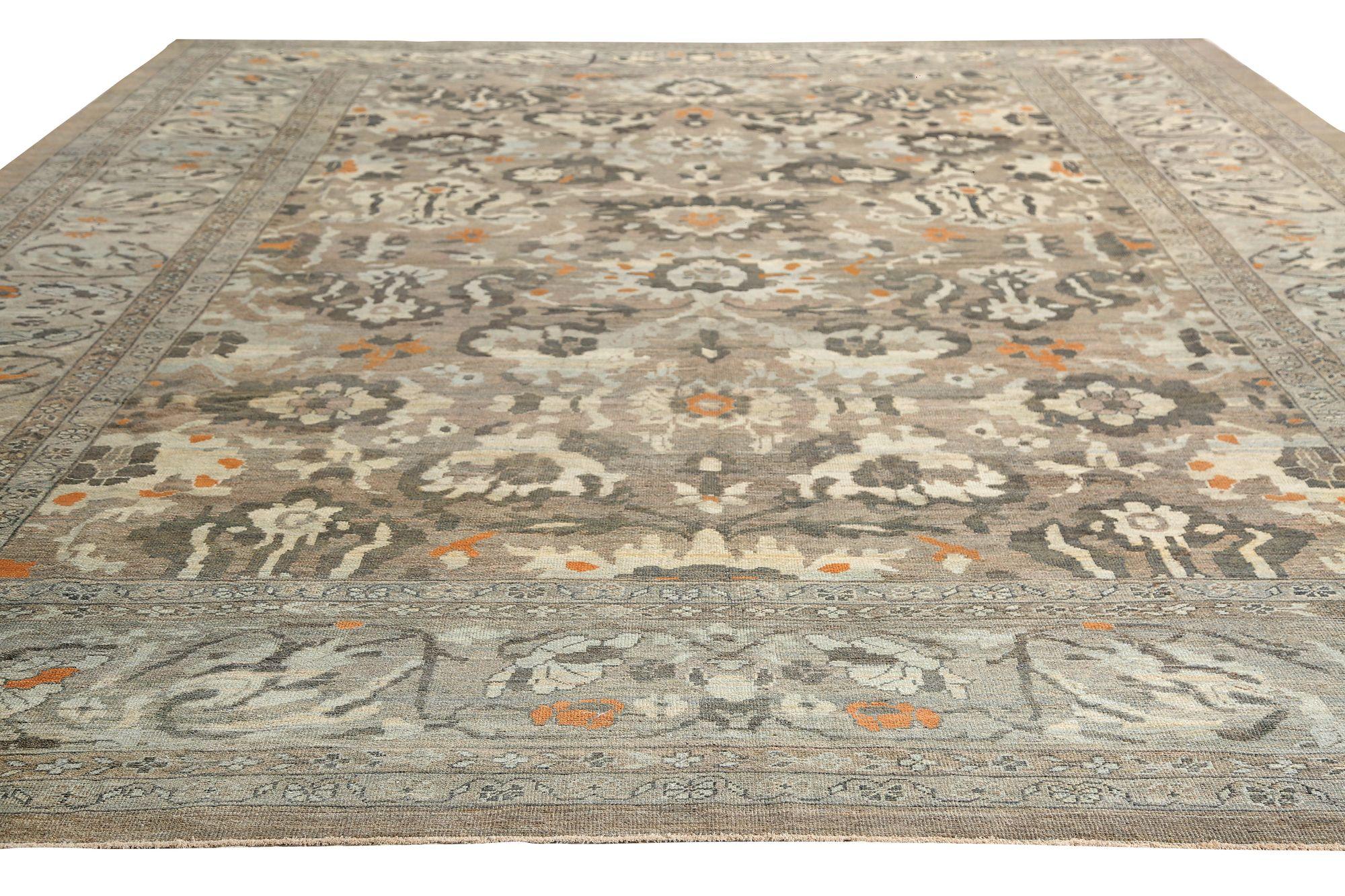 Afghanistan Sultanabad Over Size Rug - Wool Brown Orange - 97290 In Excellent Condition For Sale In Dallas, TX