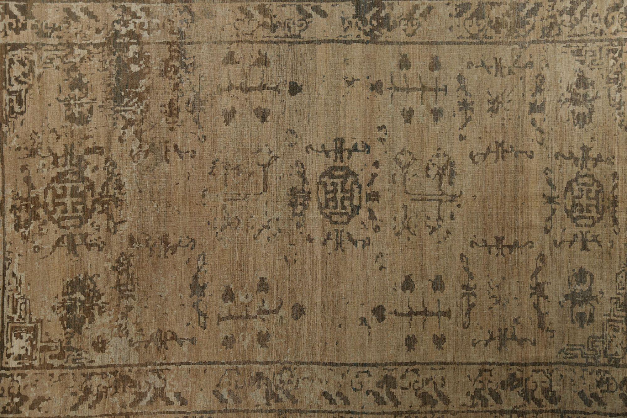 Afghanistan Sultanabad Over Size Teppich - Wolle Brown Taupe - 96198 im Zustand „Hervorragend“ im Angebot in Dallas, TX